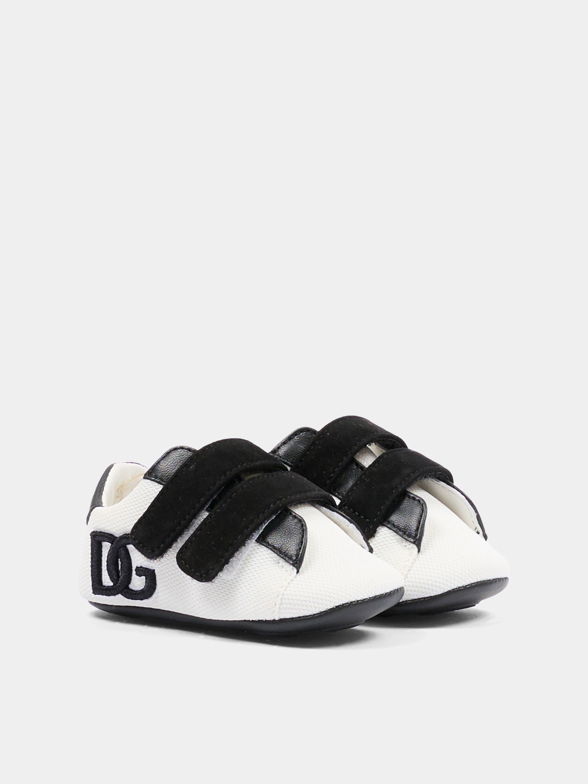 Sneakers bianche per neonato con logo DG,Dolce & Gabbana Kids,DK0165 AC108 8B926