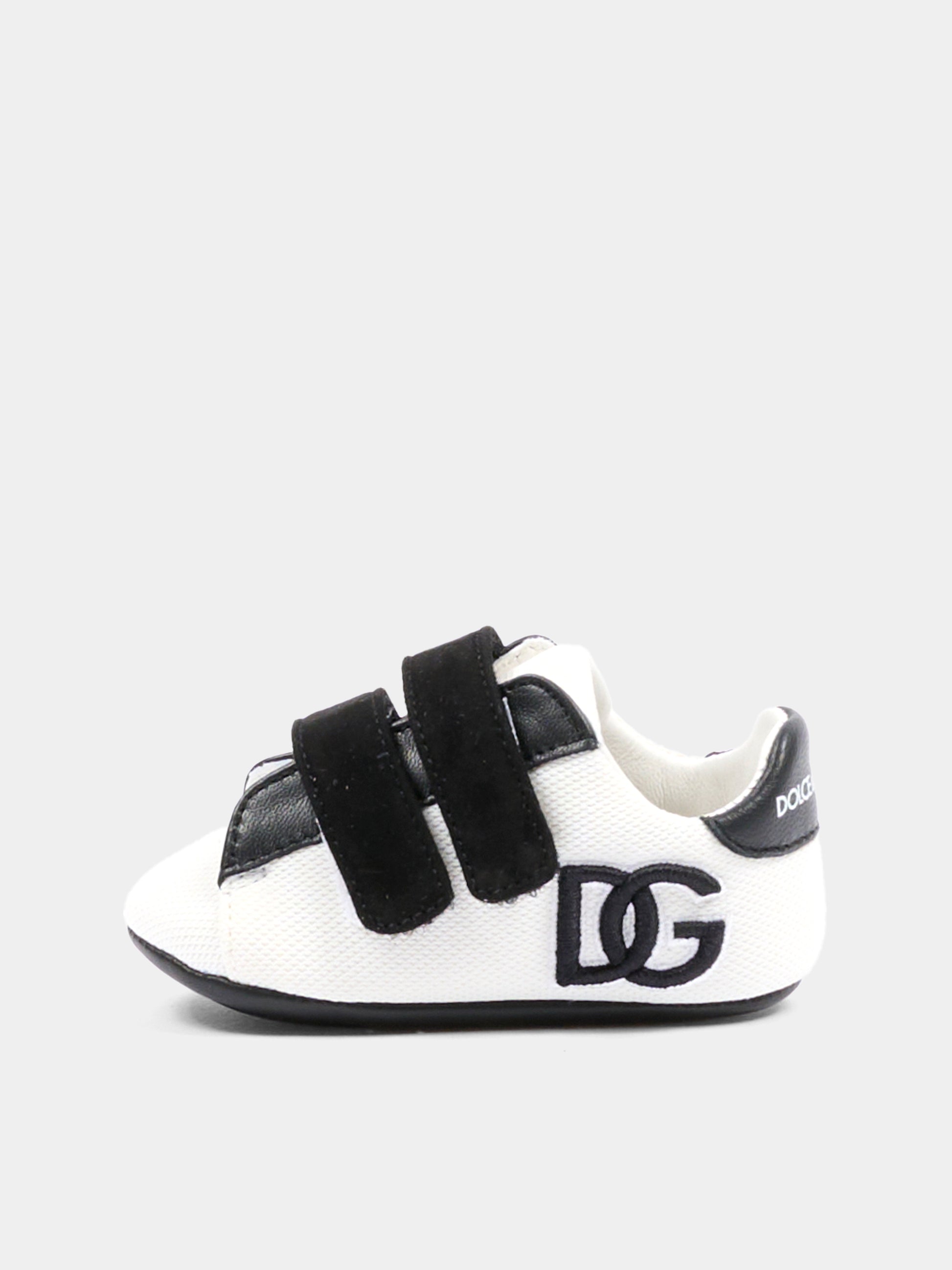 Sneakers bianche per neonato con logo DG,Dolce & Gabbana Kids,DK0165 AC108 8B926