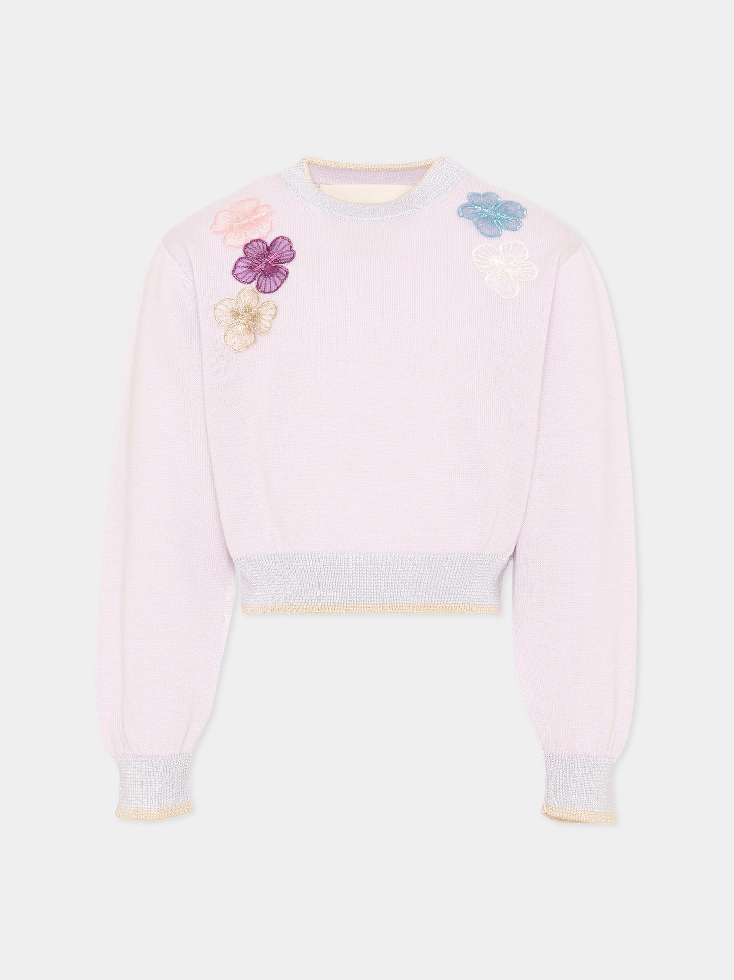 Maglione lilla per bambina con fiori,Simonetta,SY9A20-X0018 545