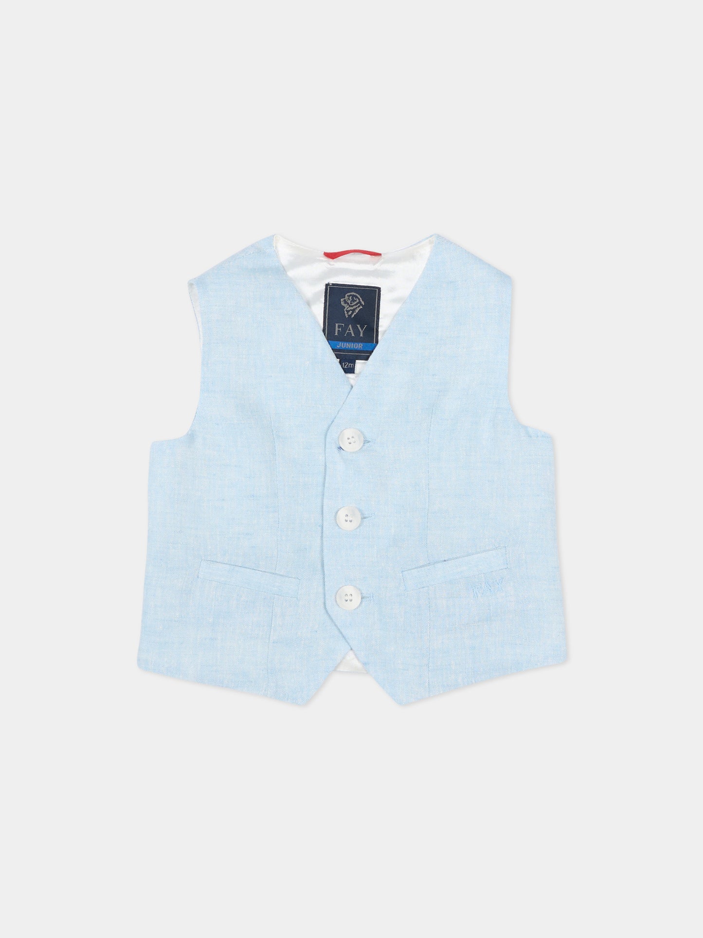 Light blue vest for baby boy with logo