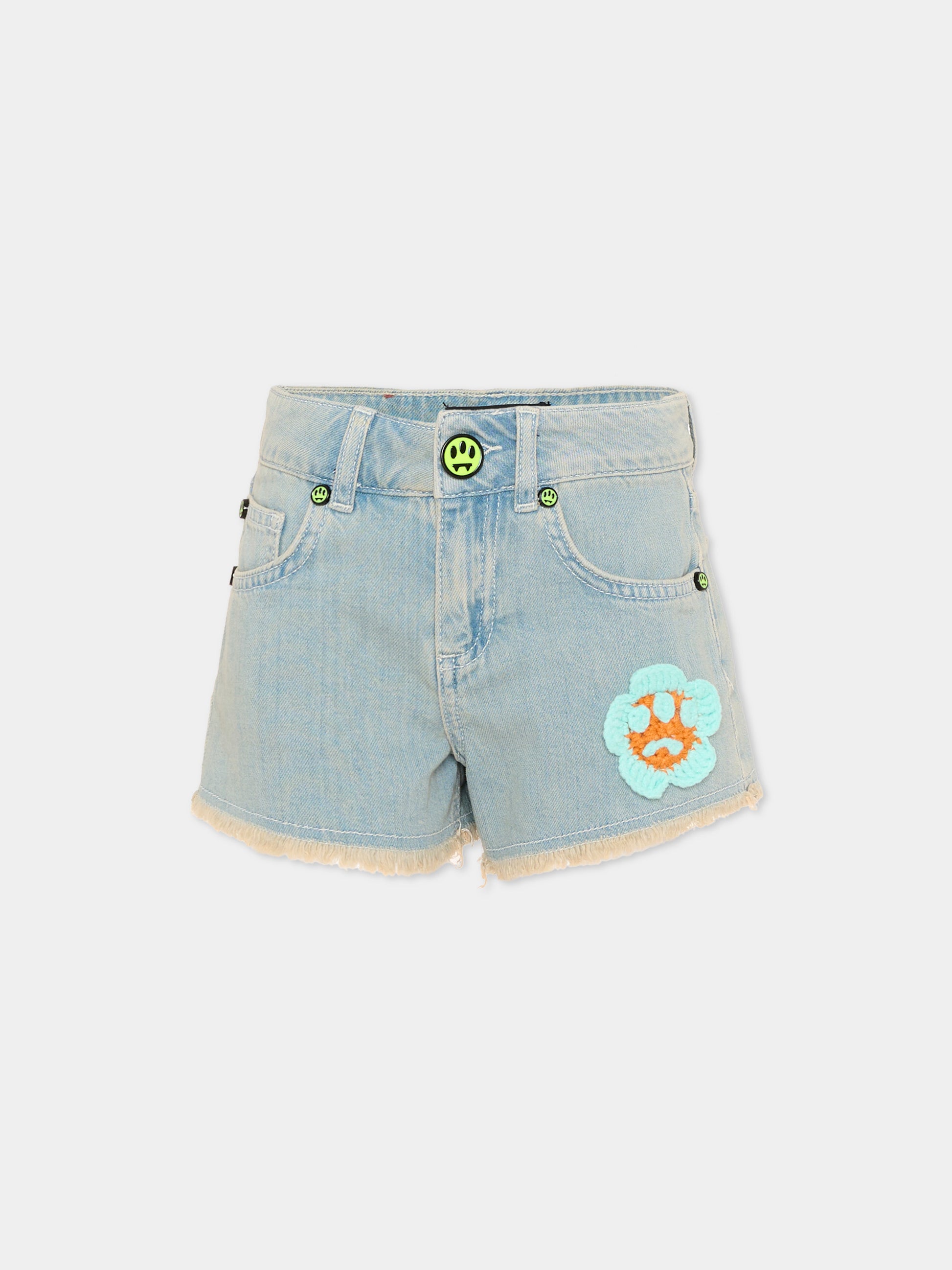 Shorts denim per bambina con patch,Barrow,S6BKJGSH113 172