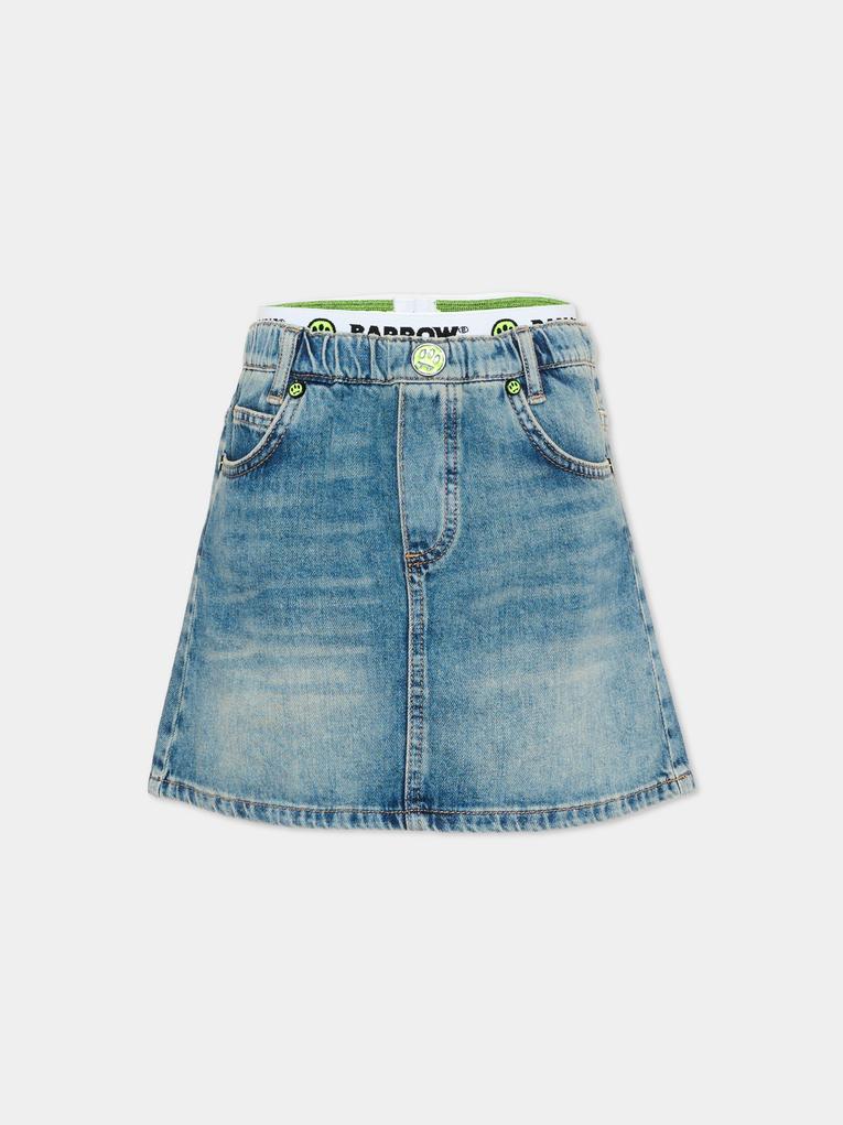 Gonna denim per bambina con logo fluo,Barrow,S6BKJGSK112 126