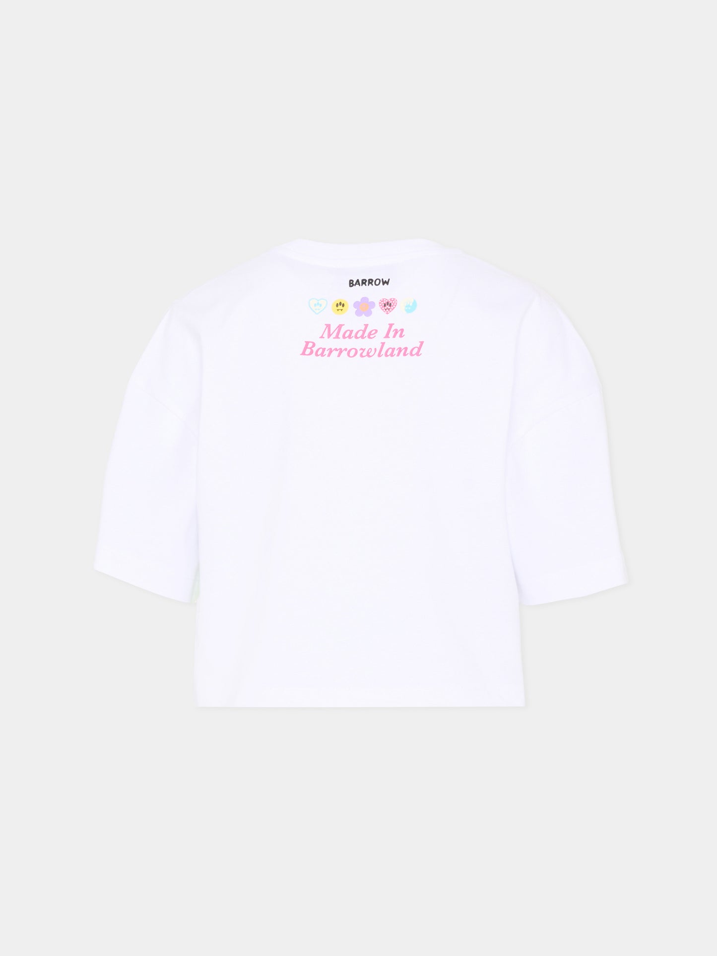 T-Shirt bianca per bambina con logo paillettes,Barrow,S6BKJGTH132 002