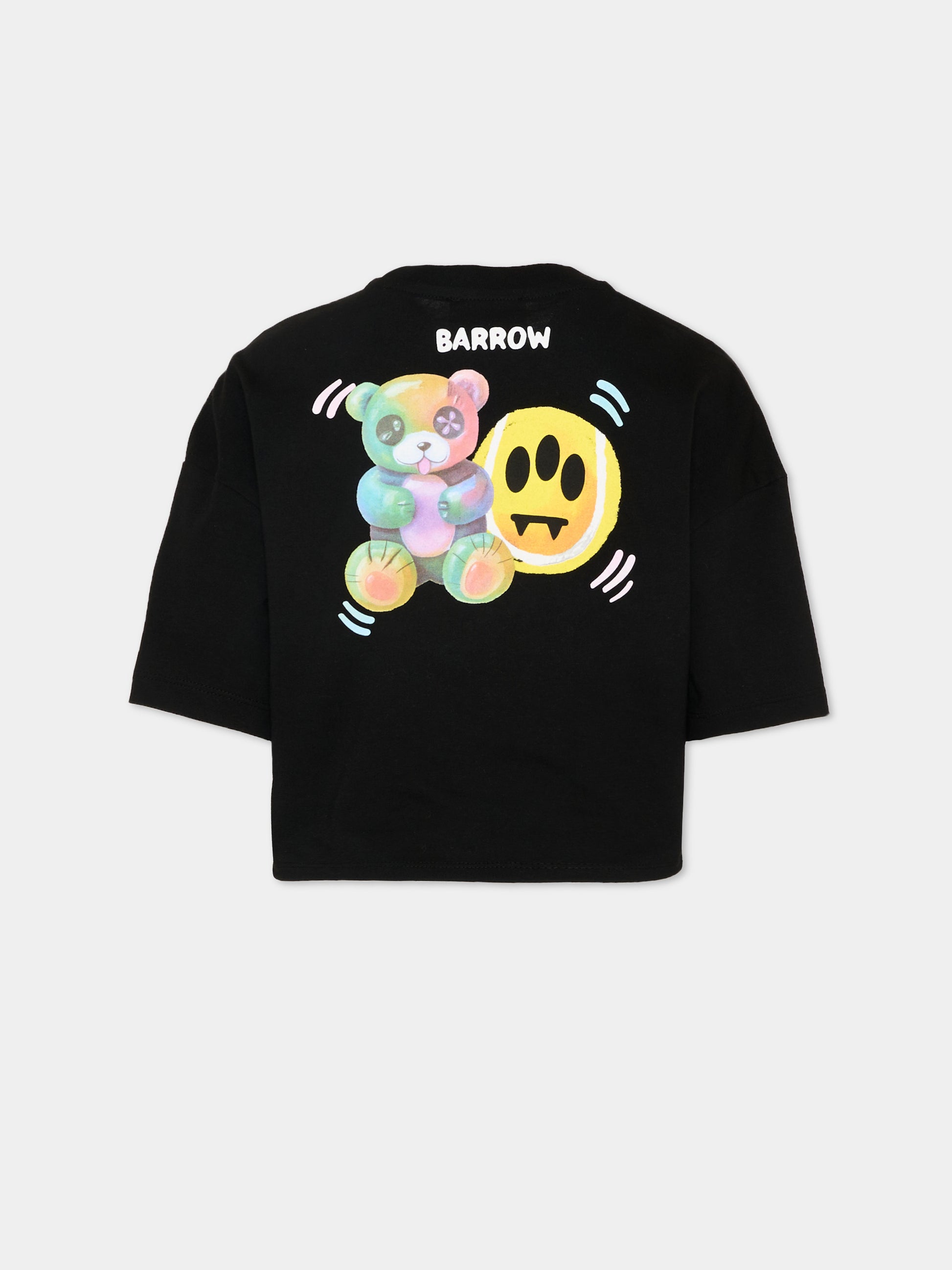 T-Shirt nera Barrow per bambina stampa orsetto,Barrow,S6BKJGTH140 110