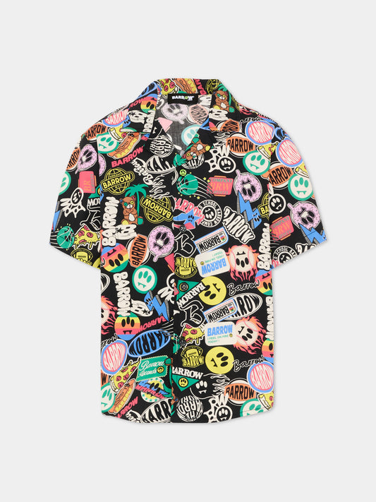 Camicia multicolor per bambino con stampe,Barrow,S6BKJUSI054 140