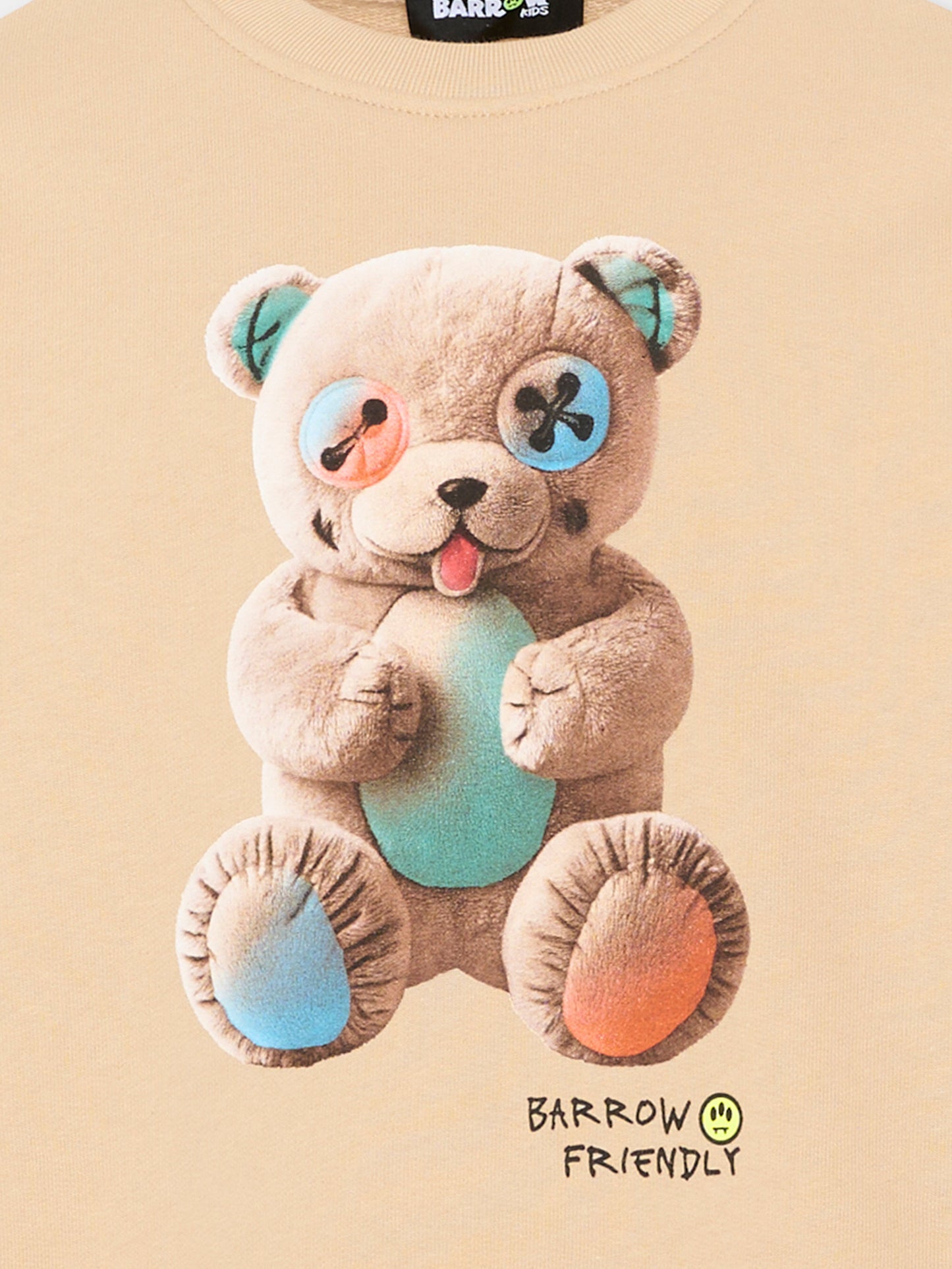 Felpa beige per bambini con orsetto,Barrow,S6BKJUSW005 092