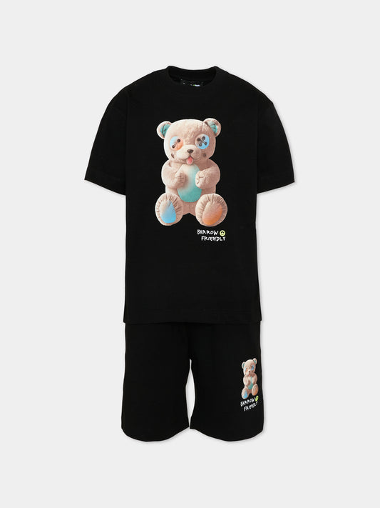 Completo sportivo nero per bambino con orsetto,Barrow,S6BKJUTB101 110