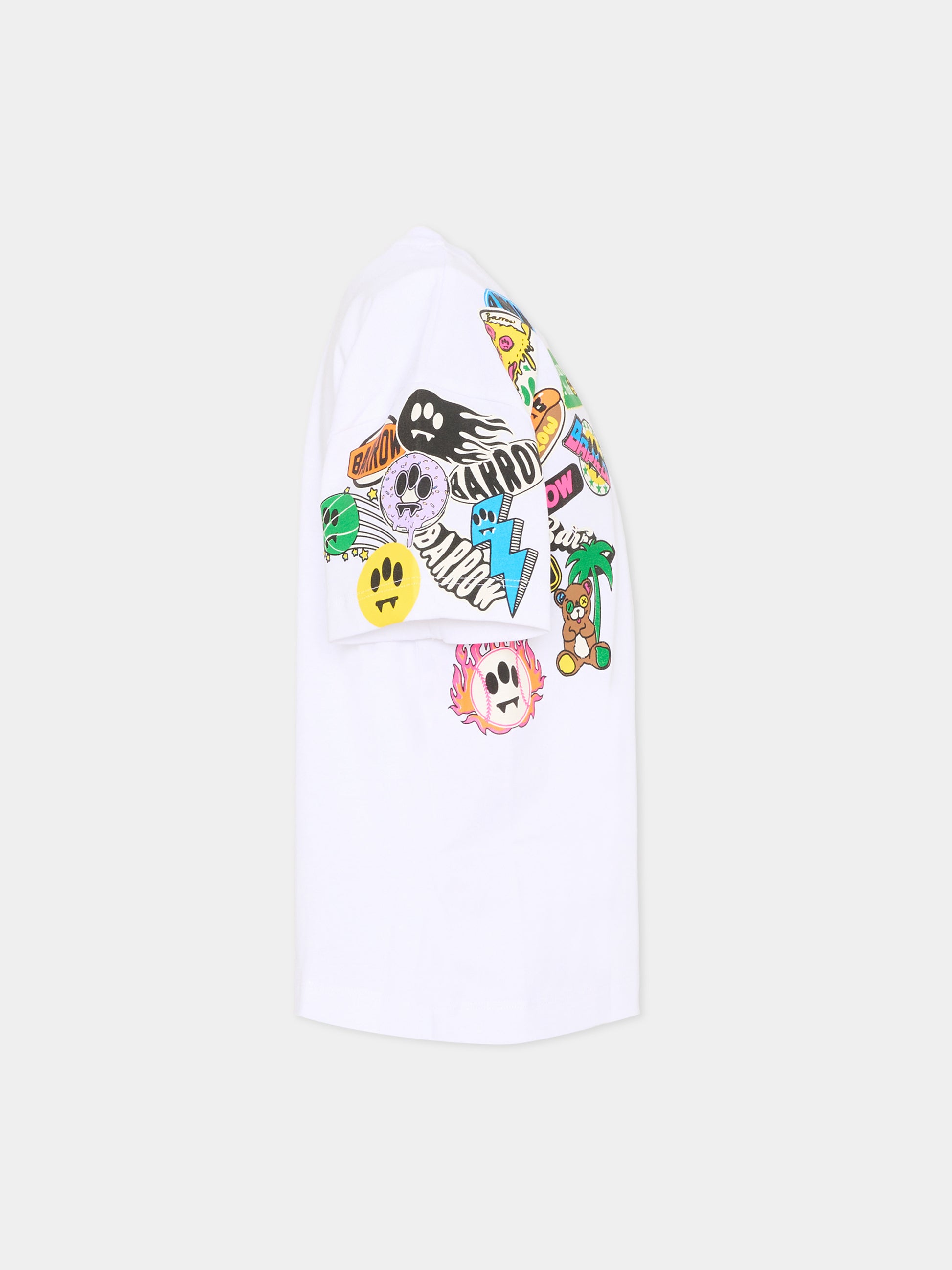 T-Shirt bianca per bambino con stampe pop,Barrow,S6BKJUTH073 002