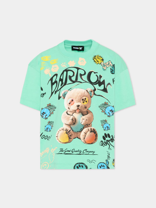 T-Shirt verde per bambini con Teddy Bear,Barrow,S6BKJUTH076 087