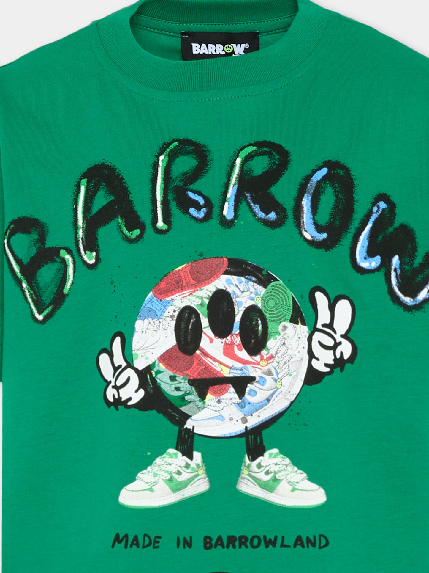 T-Shirt verde per bambino con smiley,Barrow,S6BKJUTH094 080