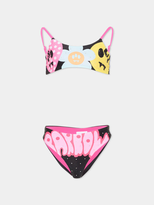 Slip e bikini nero per bambina logo,Barrow,S6BKJGSB233 110
