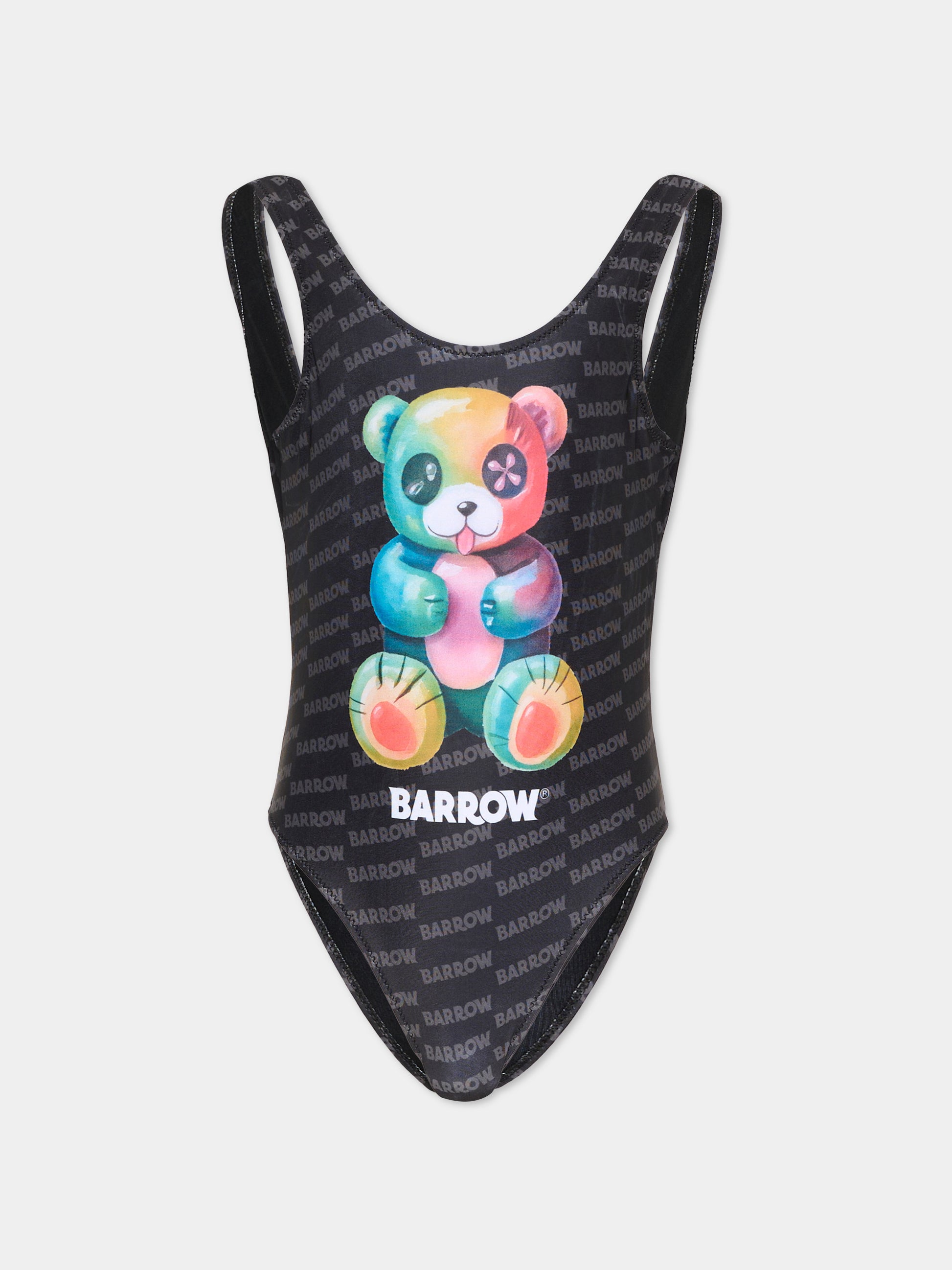 Costume intero nero per bambina con orsetto,Barrow,S6BKJGSM236 110