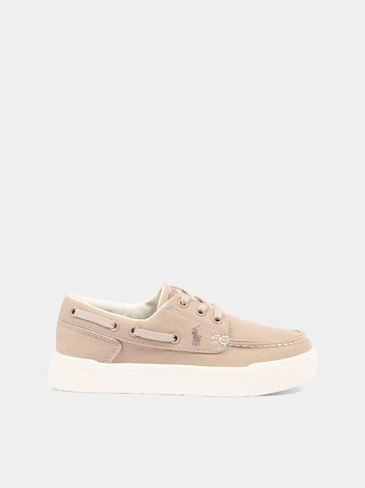 Mocassini beige per bambino con Polo Pony,Ralph Lauren Kids,RL04220256
