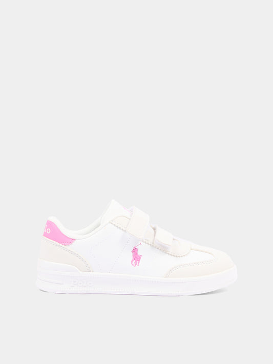 Sneakers bianche per bambina con Polo Pony,Ralph Lauren Kids,RL04997101