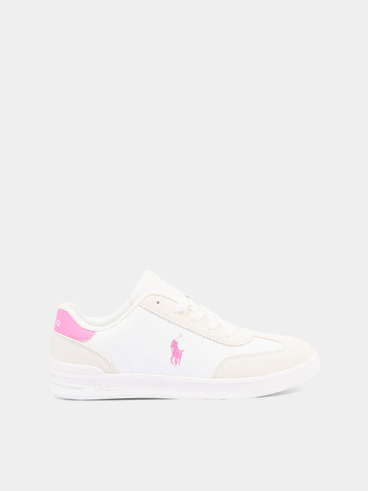 Sneakers bianche per bambina con Polo Pony,Ralph Lauren Kids,RL04998101