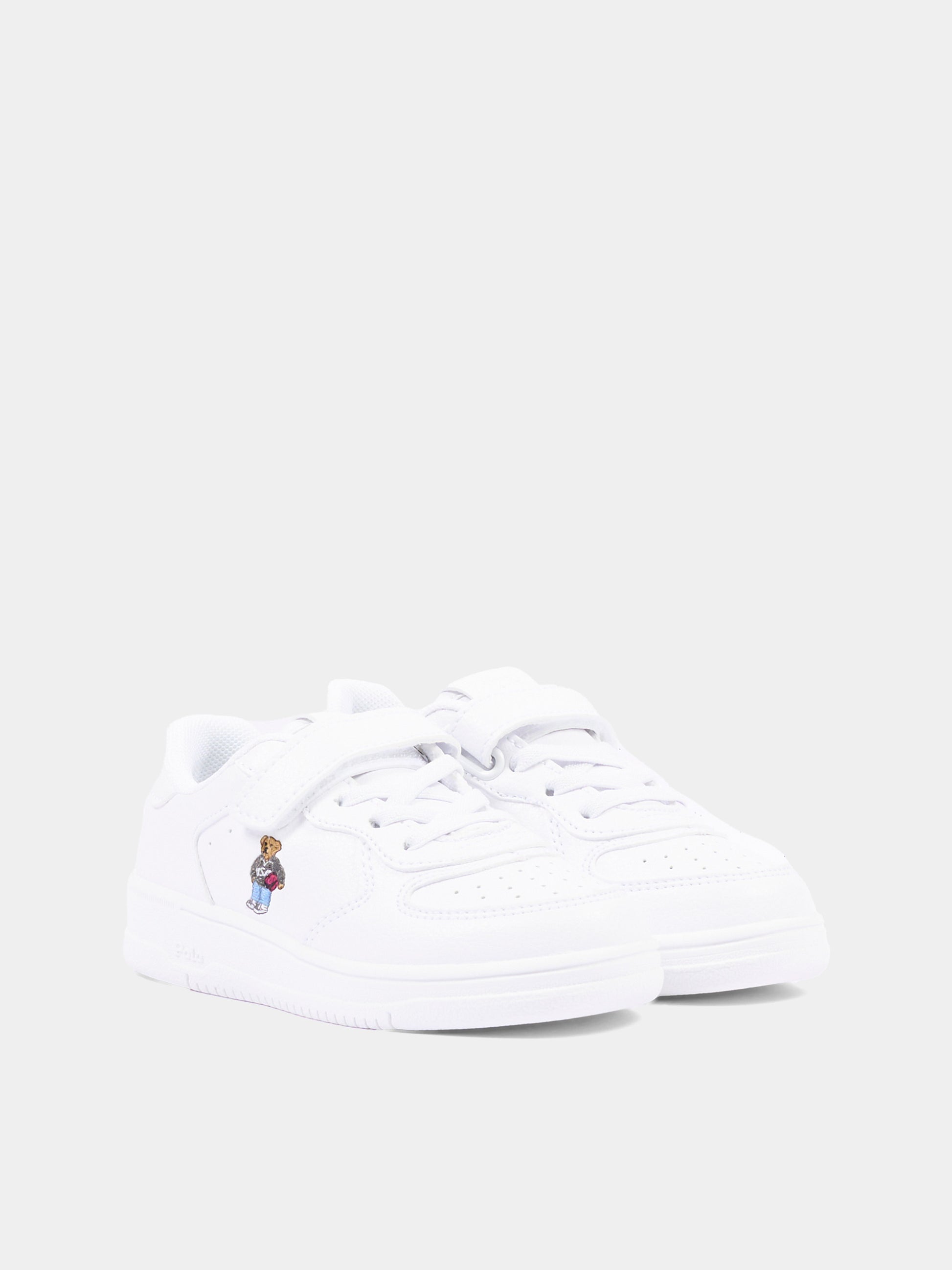 Sneakers bianche per bambini con Polo Bear,Ralph Lauren Kids,RL05004101