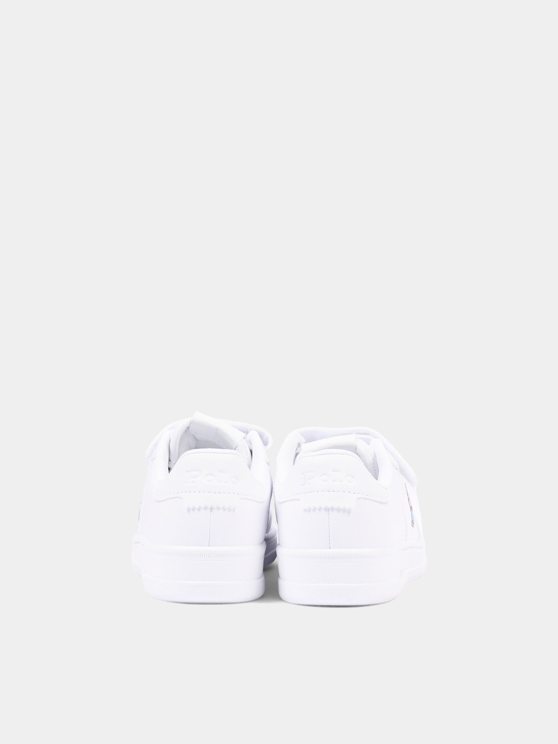 Sneakers bianche per bambini con Polo Bear,Ralph Lauren Kids,RL05011101