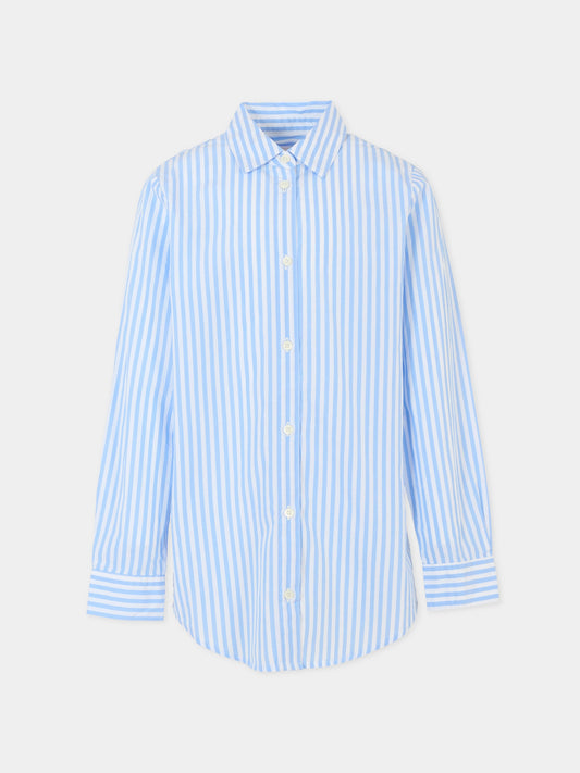 Camicia celeste per bambino con logo blu,Mc2 Saint Barth,BRIG003 03864H