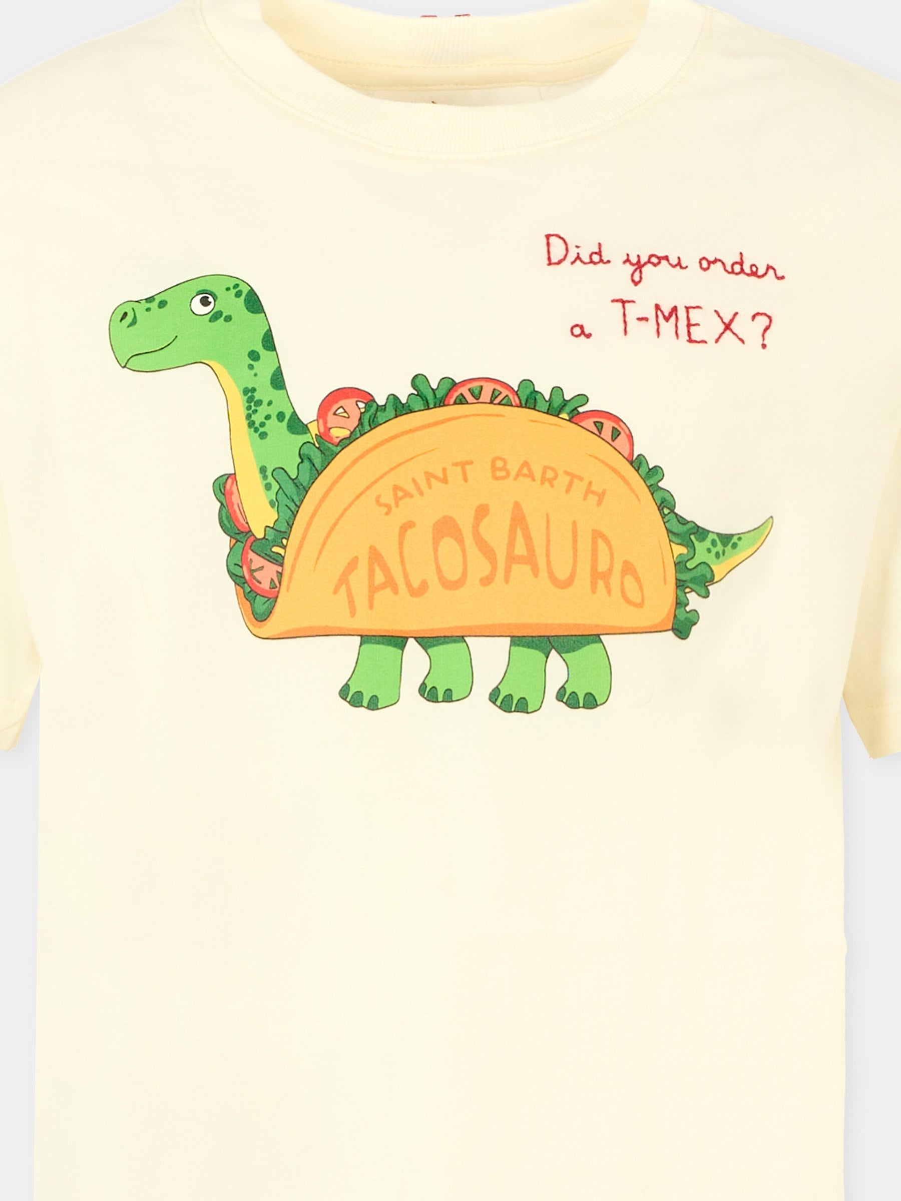 T-shirt avorio per bambini con Tacosauro,Mc2 Saint Barth,TSH0001 03037H