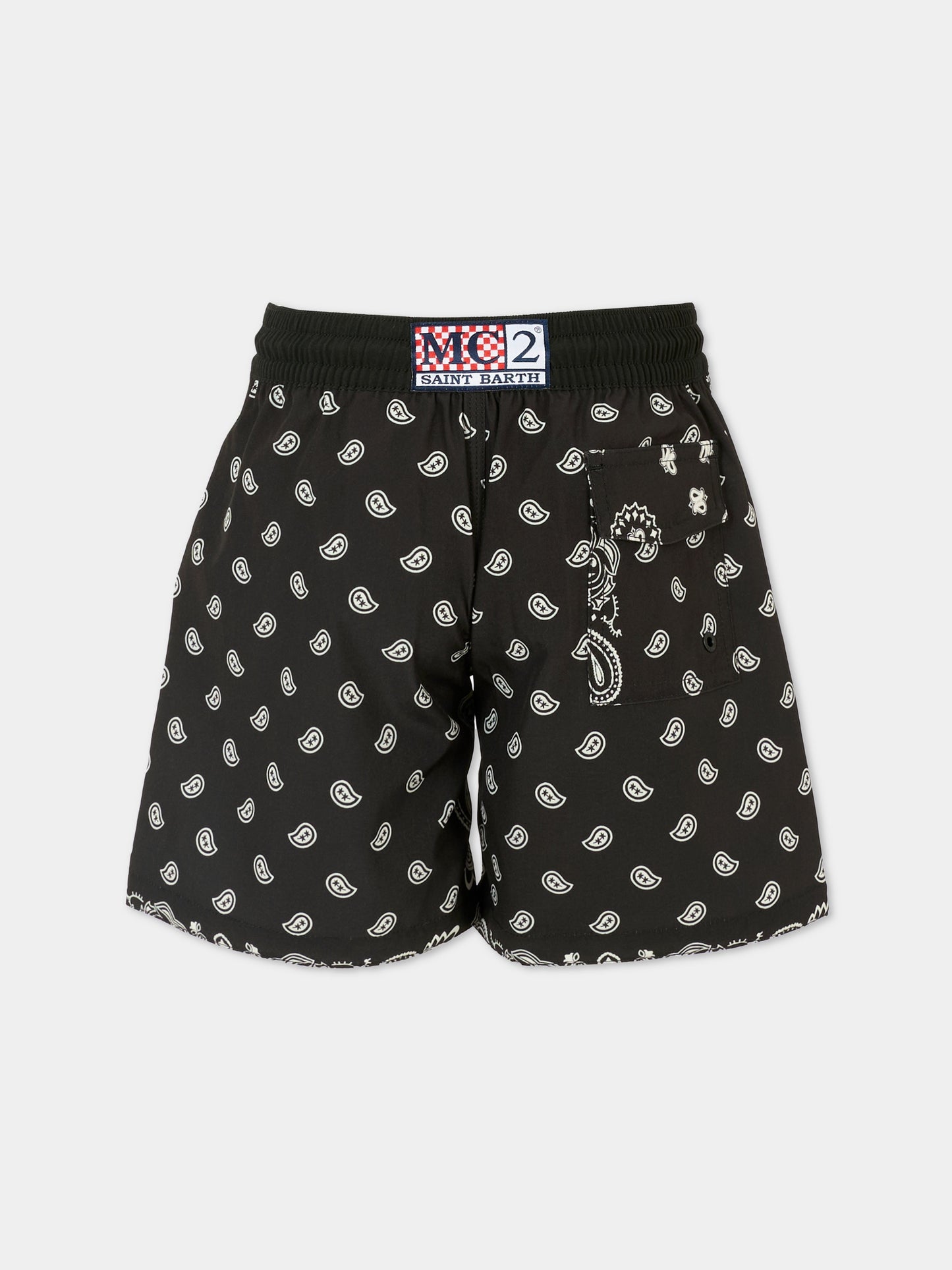 Boxer mare nero per bambino con stampa bandana,Mc2 Saint Barth,COM0003 01701H