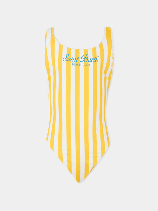 Costume intero giallo per bambina con logo,Mc2 Saint Barth,CARA001 01472H