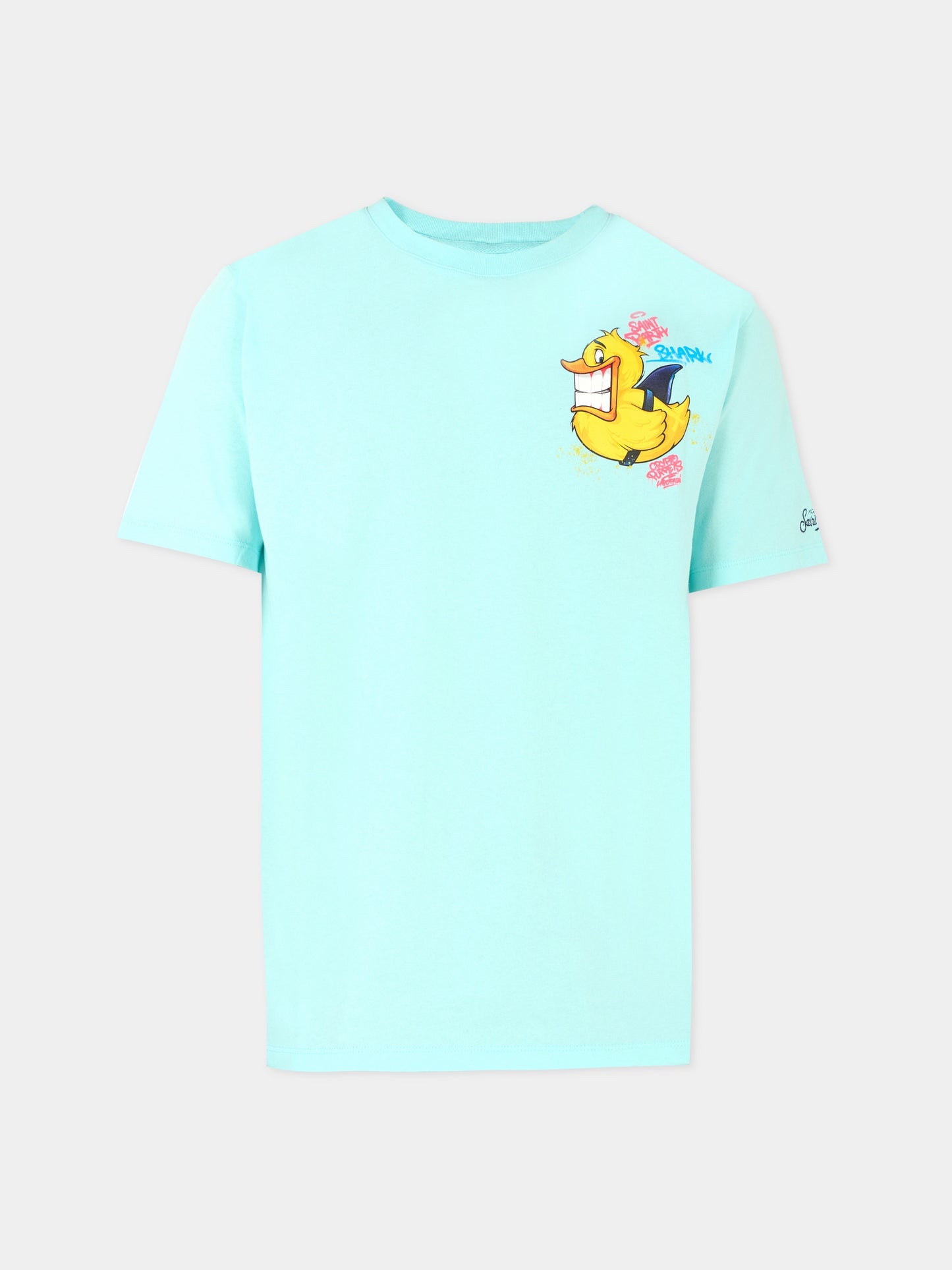 T-shirt celeste per neonato con stampa papera Crypto Puppets,Mc2 Saint Barth,POT0002 06130D