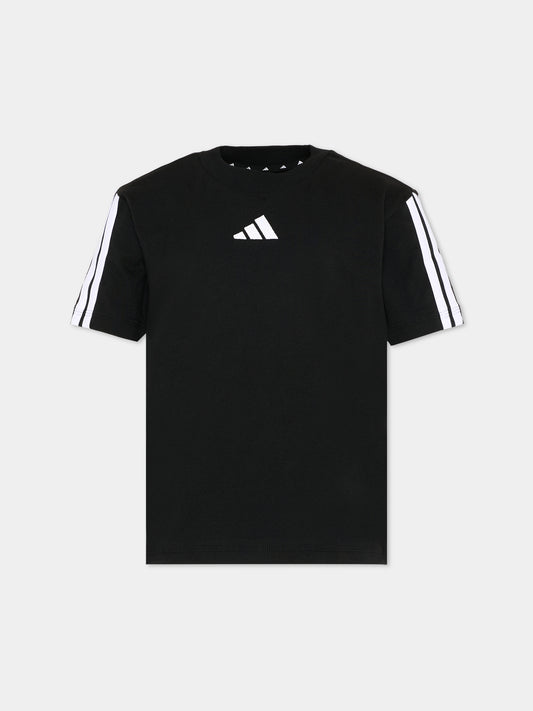 T-Shirt nera per bambini con logo,Adidas,JE0317