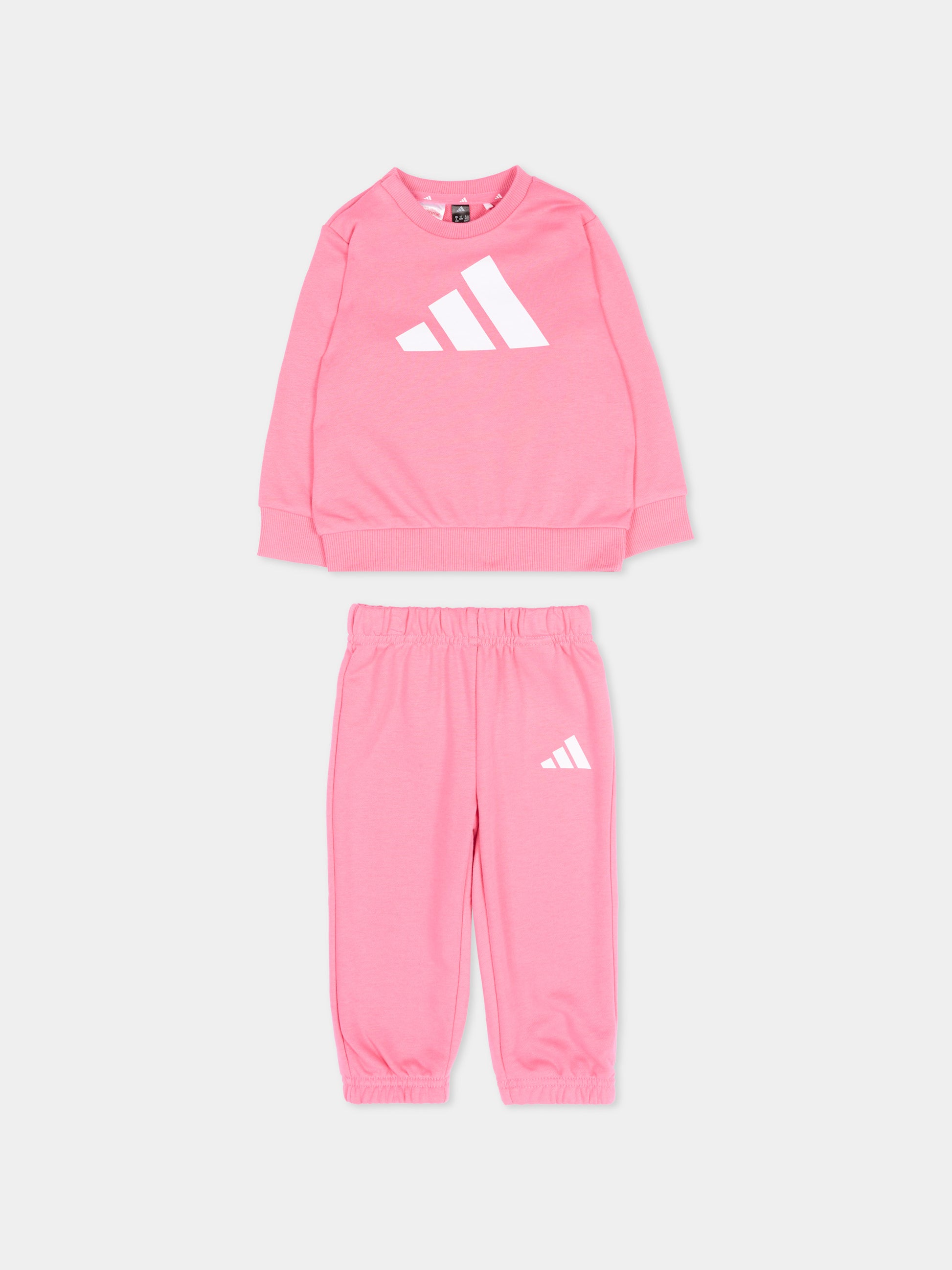 Completo sportivo rosa per neonata con logo,Adidas,JW2462