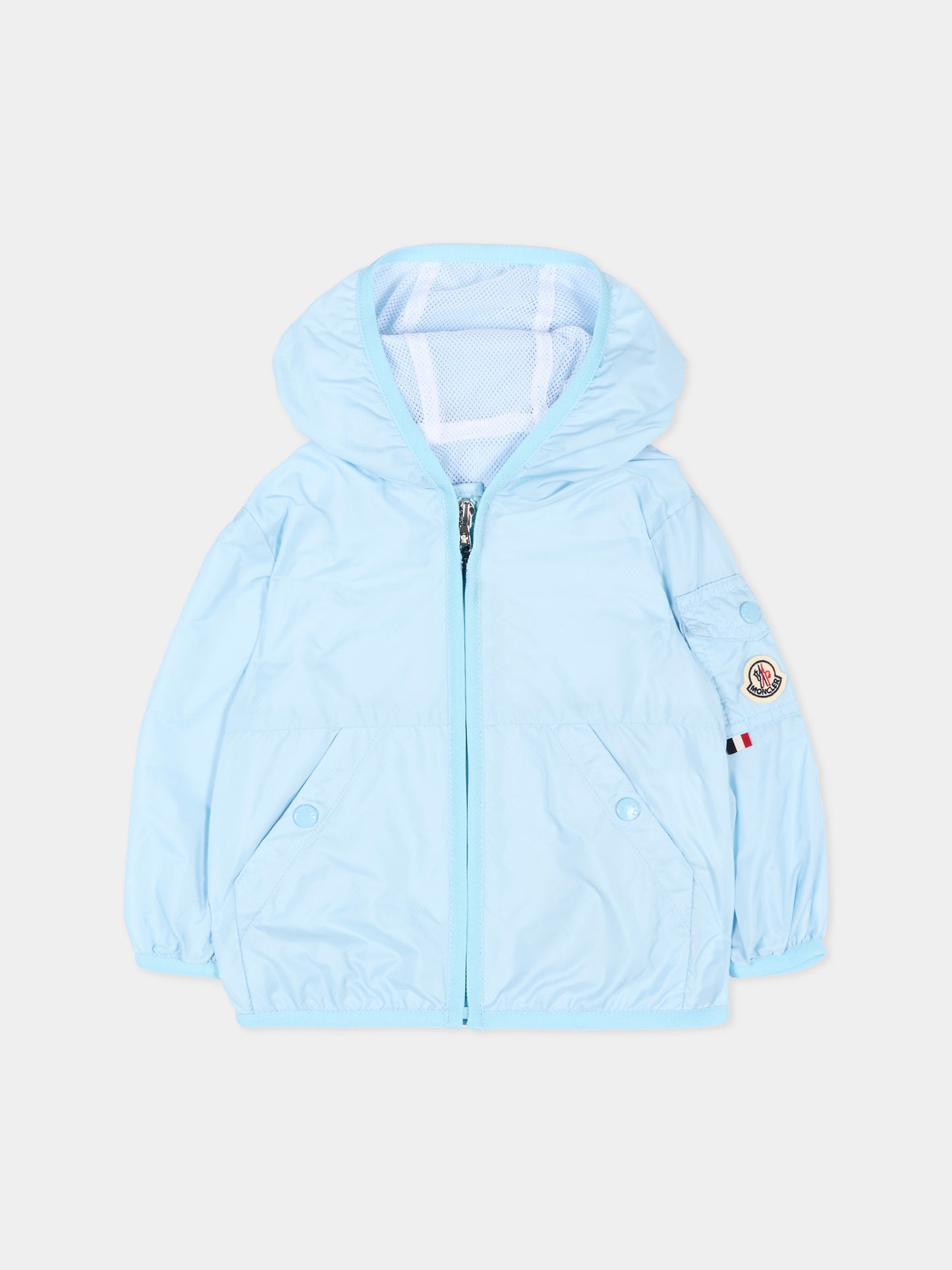 Giacca a vento celeste Songu per neonato con logo,Moncler Kids,L1951 1A00016 53A5E 711