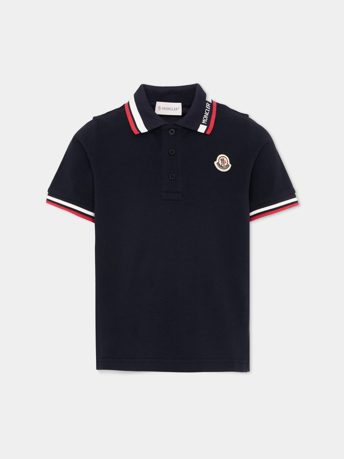 Polo blu per bambini con logo,Moncler Kids,L1954 8A00012 8496W 778