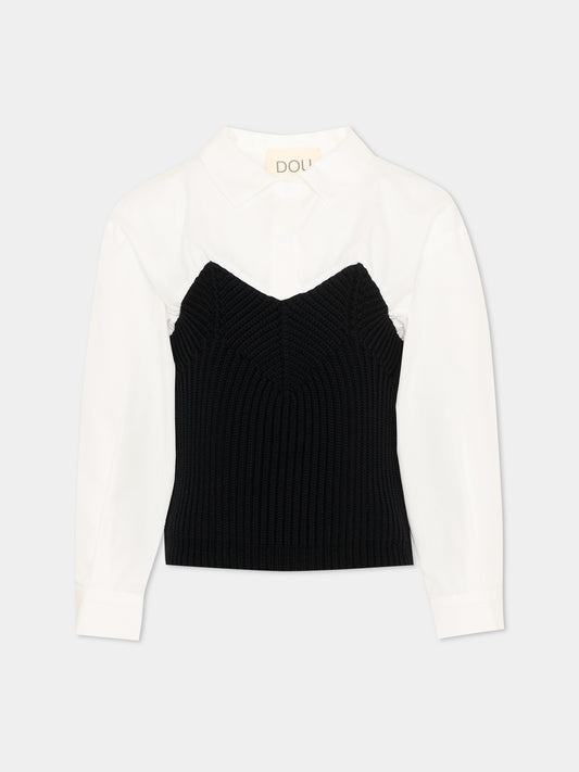 Camicia bianca per bambina con bustier,Douuod Kids,DY9A20-X0071 930BC