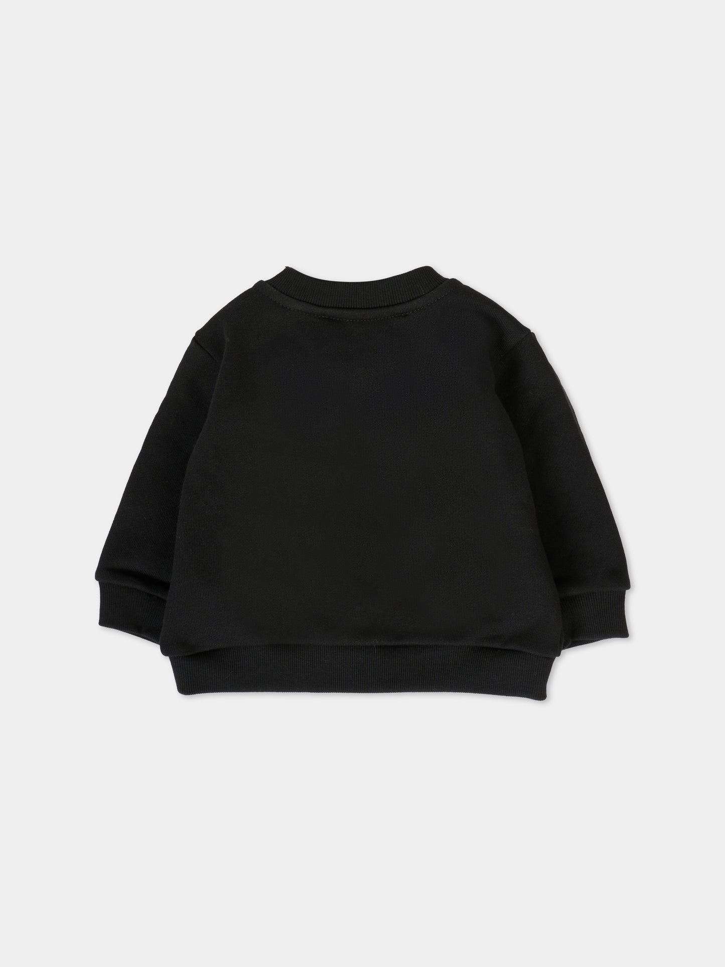 Felpa nera per neonati con logo dorato,Balmain Kids,6R4530 Z0739 930OR