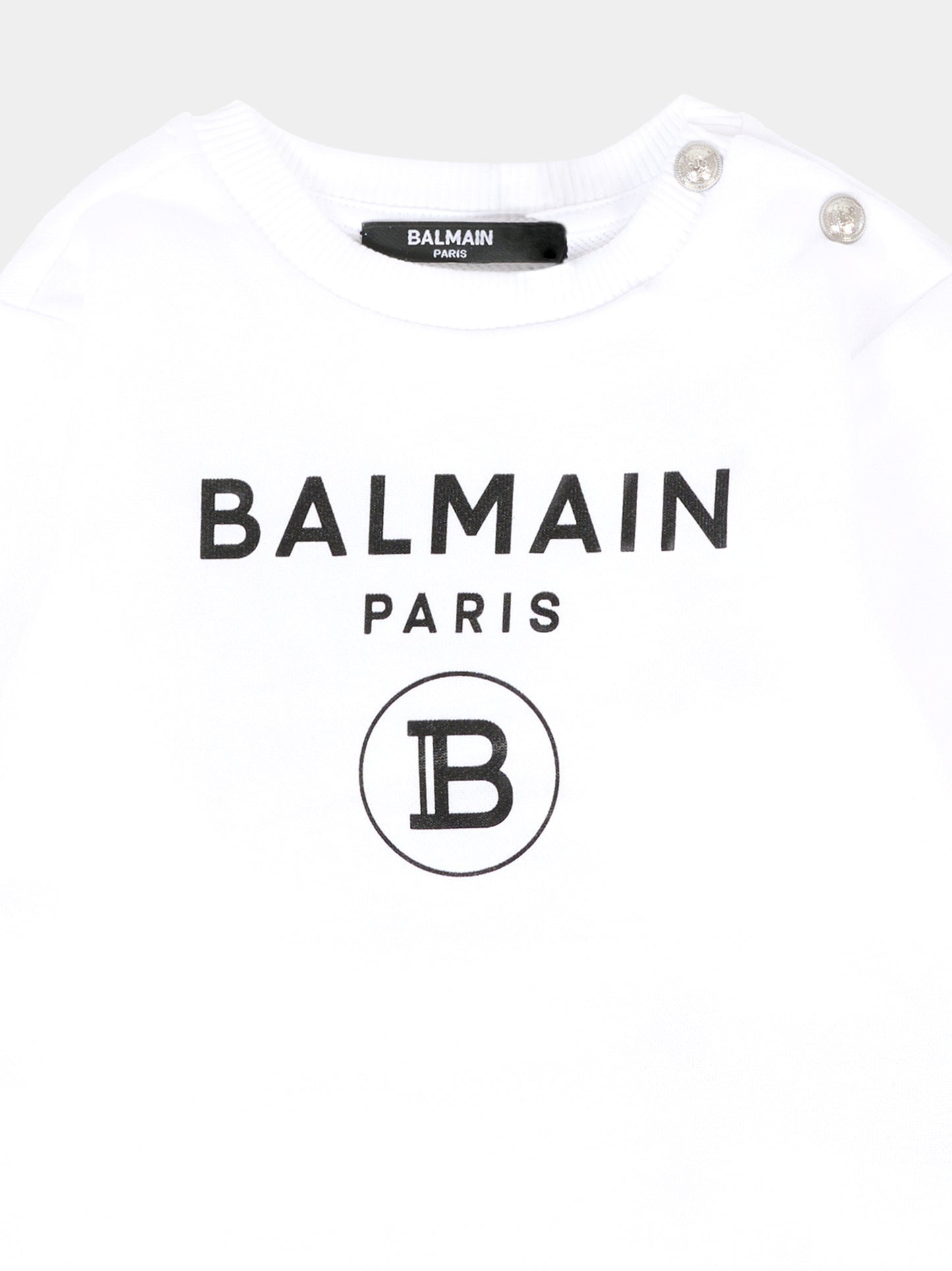 Felpa bianca per neonati con logo,Balmain Kids,6R4520 Z0001 100NE