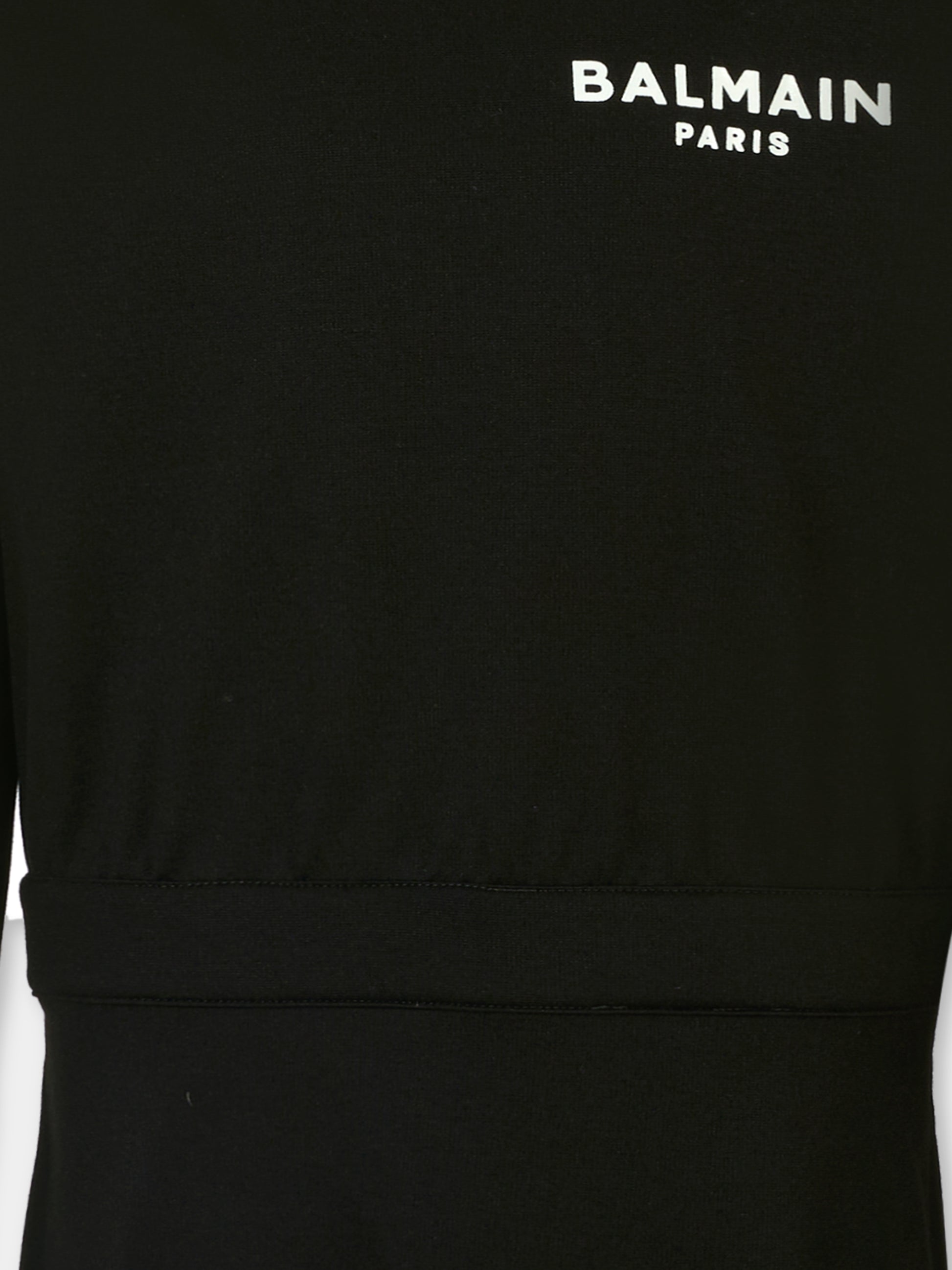 Vestito nero per bambina con logo,Balmain Kids,6R1C70 J0035 930BC