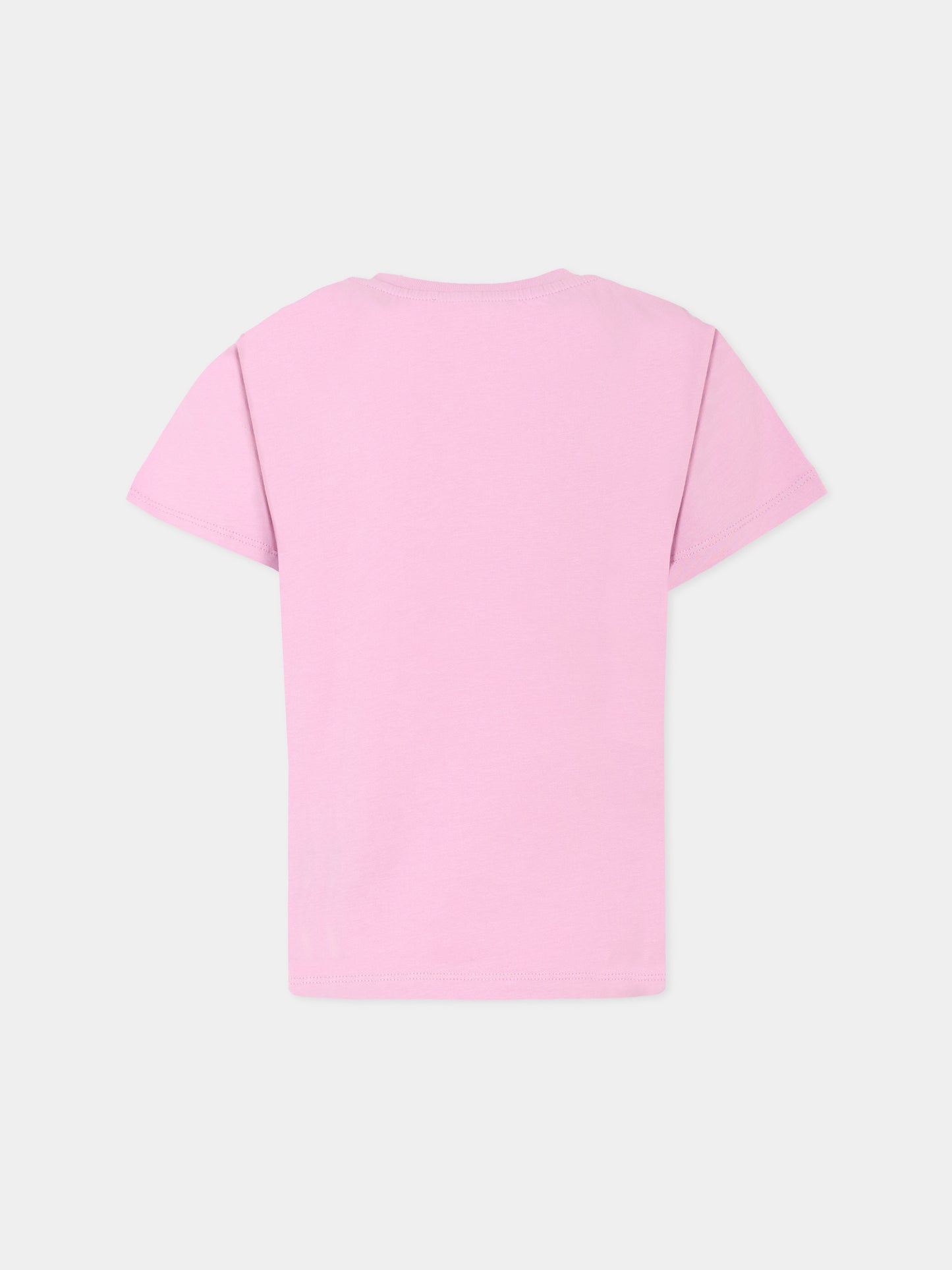 T-shirt lilla per bambina con logo argentato,Balmain Kids,BT8A11 Z0057 519