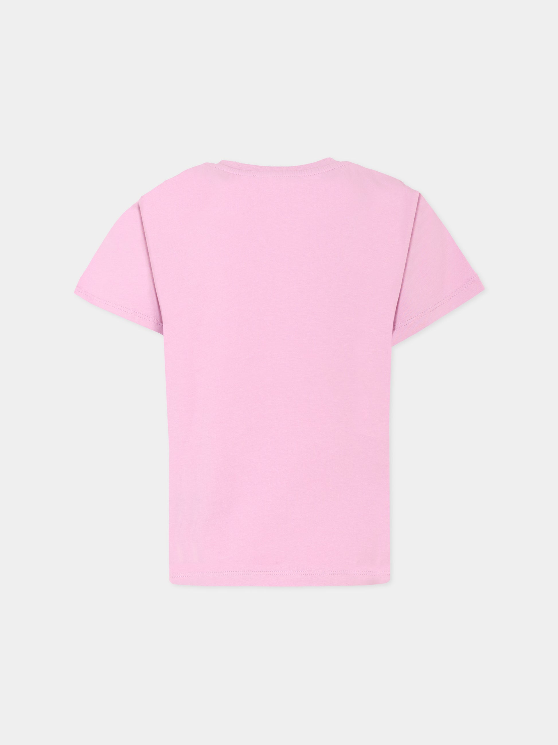 T-shirt lilla per bambina con logo argentato,Balmain Kids,BT8A11 Z0057 519