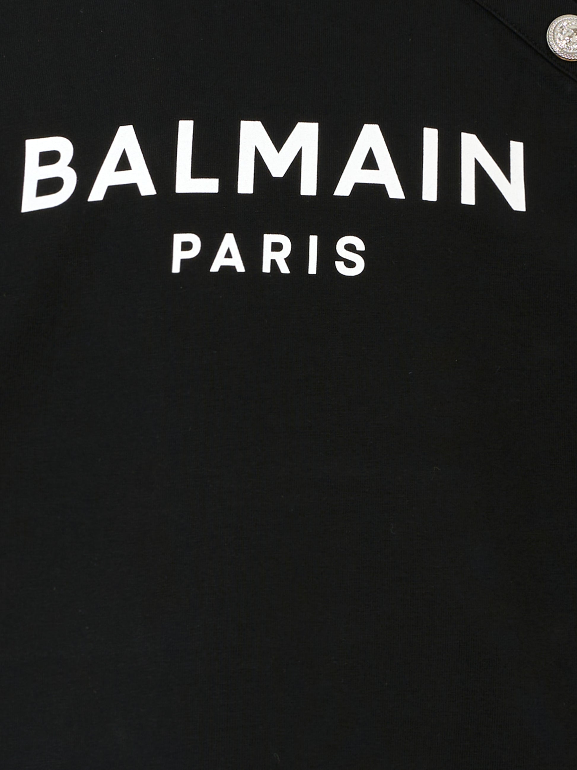 T-shirt nera per bambina con logo bianco,Balmain Kids,BV8Q71 Z2389 930BC