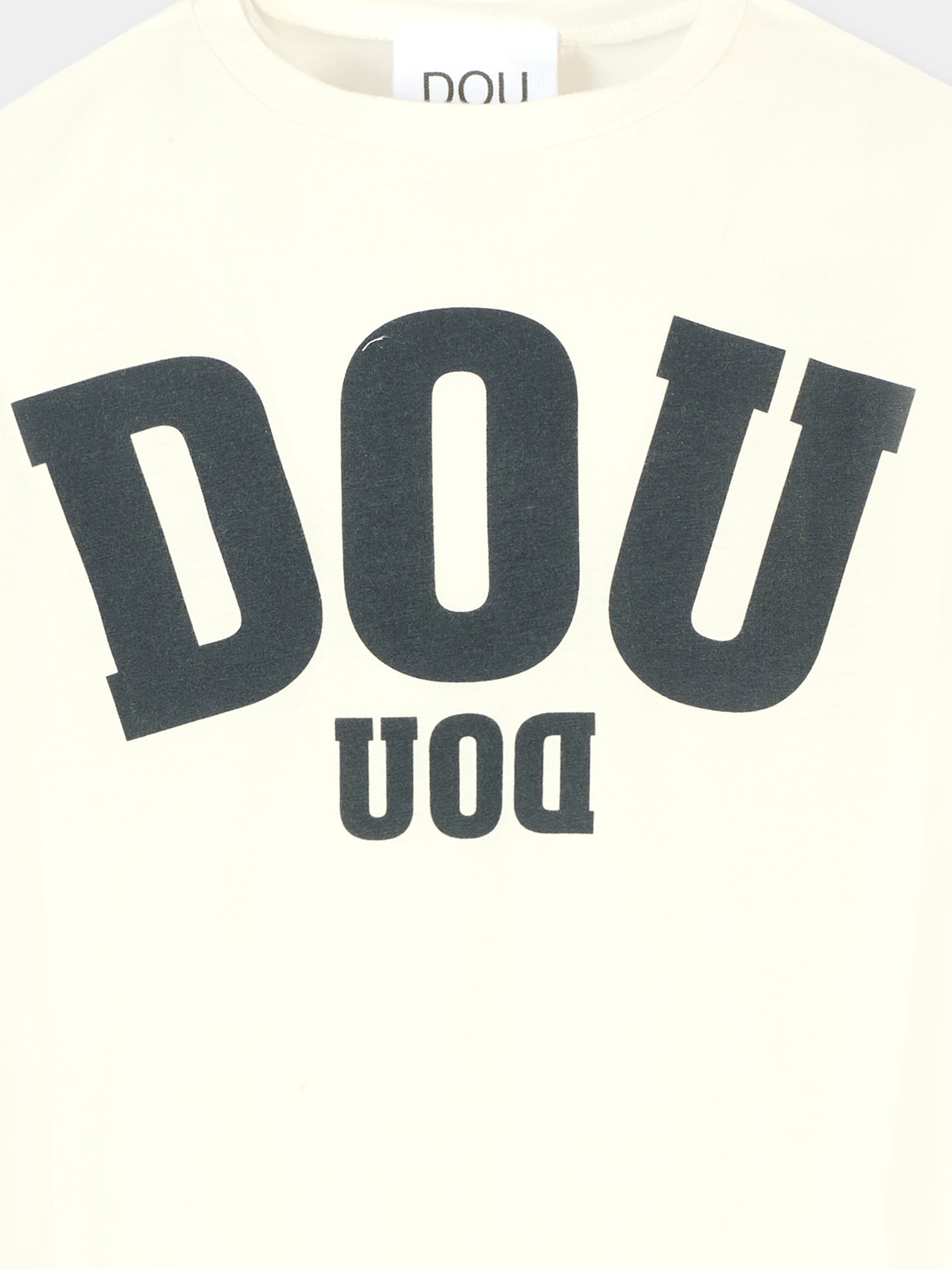 T-shirt avorio per bambina con logo,Douuod Kids,2R8O70 Z0761 101