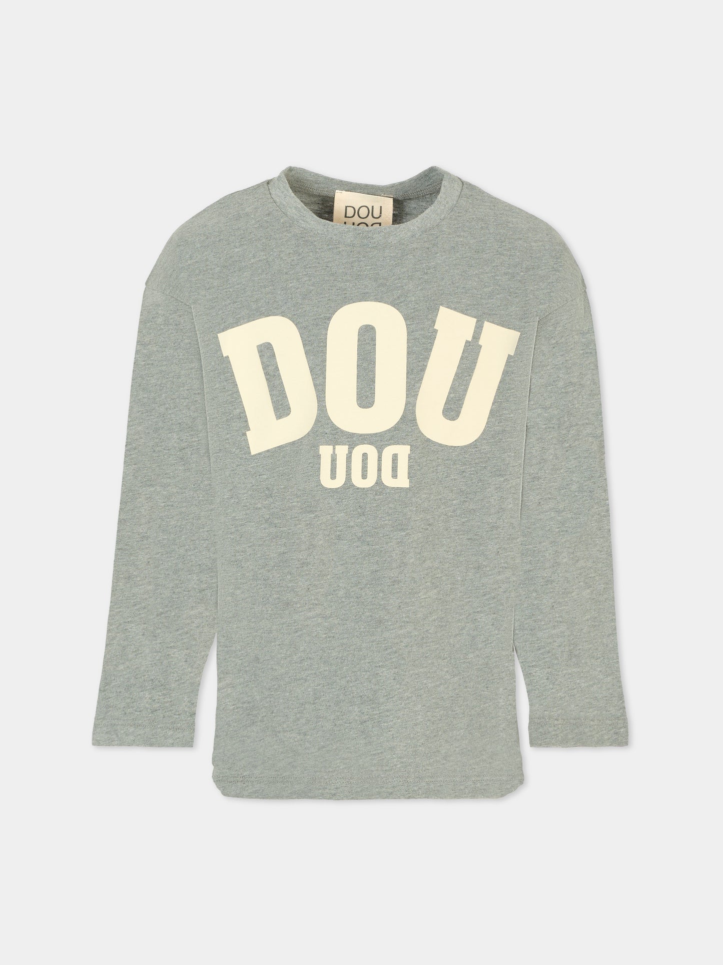 T-shirt grigia per bambina con logo,Douuod Kids,2R8O70 Z0762 918