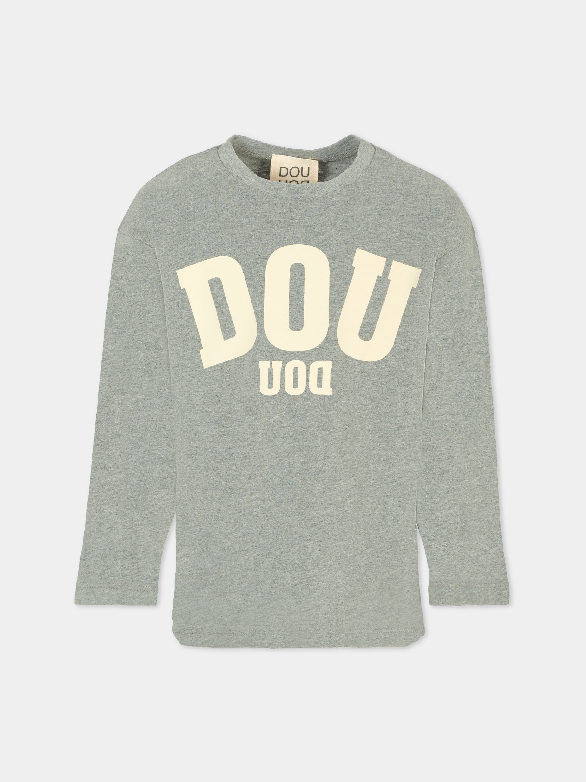 T-shirt grigia per bambina con logo,Douuod Kids,2R8O70 Z0762 918