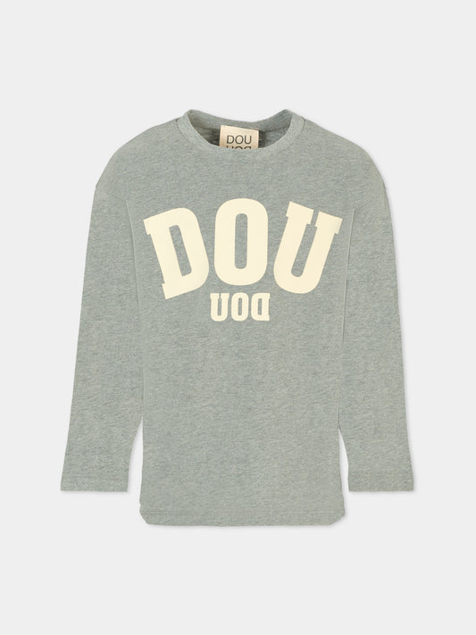 T-shirt grigia per bambina con logo,Douuod Kids,2R8O70 Z0762 918
