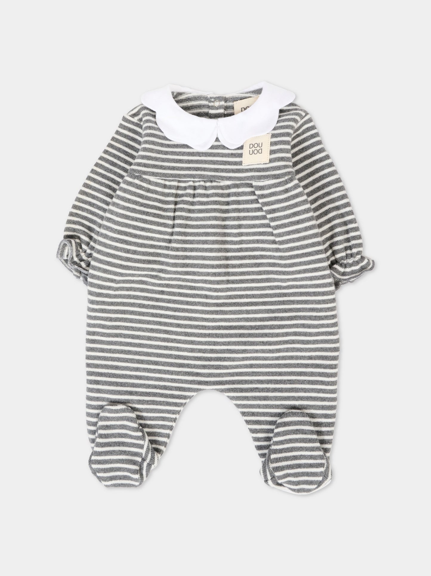 Tutina grigia per neonata con patch,Douuod Kids,DTA010 Z1639 105GR