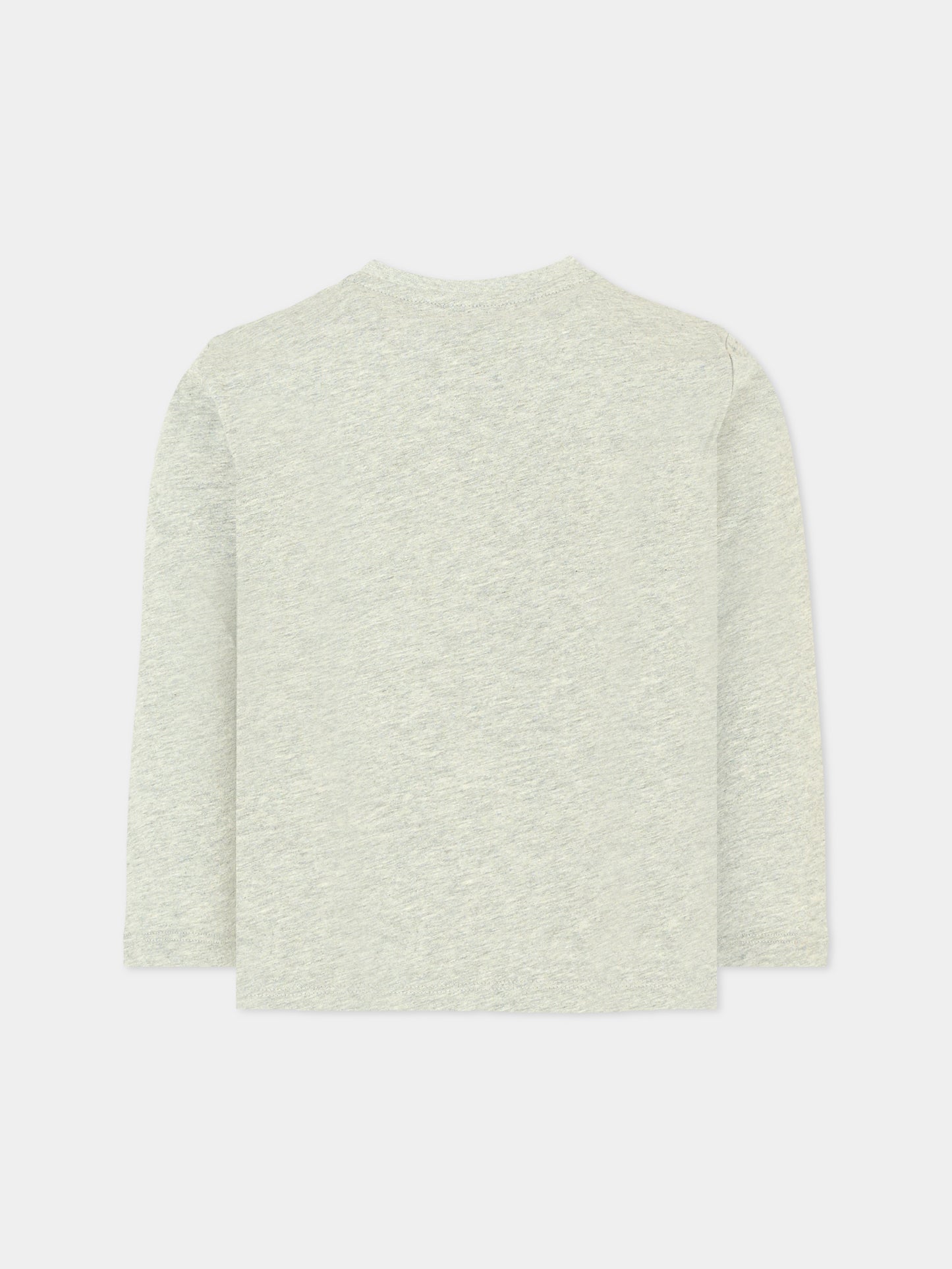 T-shirt grigia per bambino con logo ricamato,Fay Kids,FV8P30 Z0762 805BL