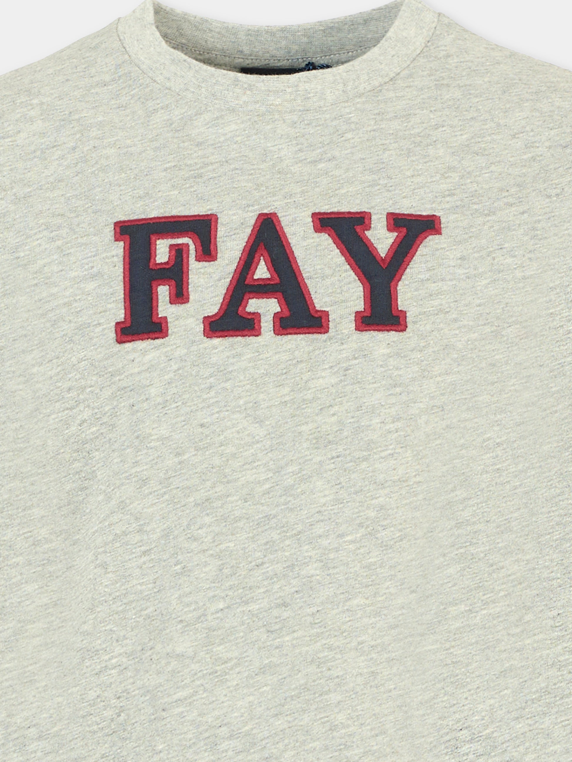 T-shirt grigia per bambino con logo ricamato,Fay Kids,FV8P30 Z0762 805BL