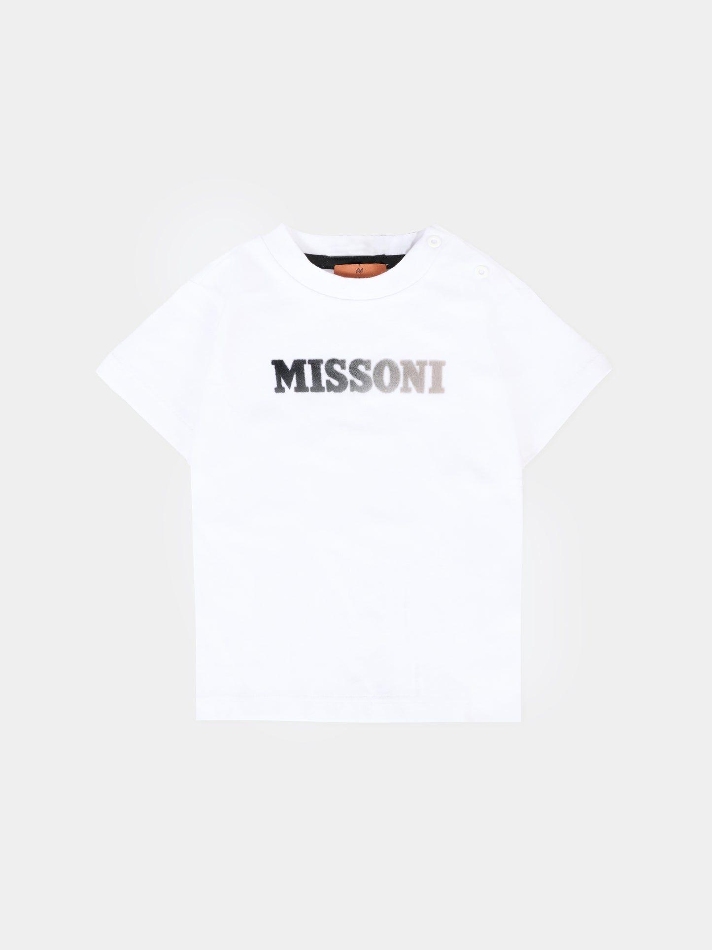 T-shirt bianca per neonato con logo,Missoni,MT8501 Z0082 100NE