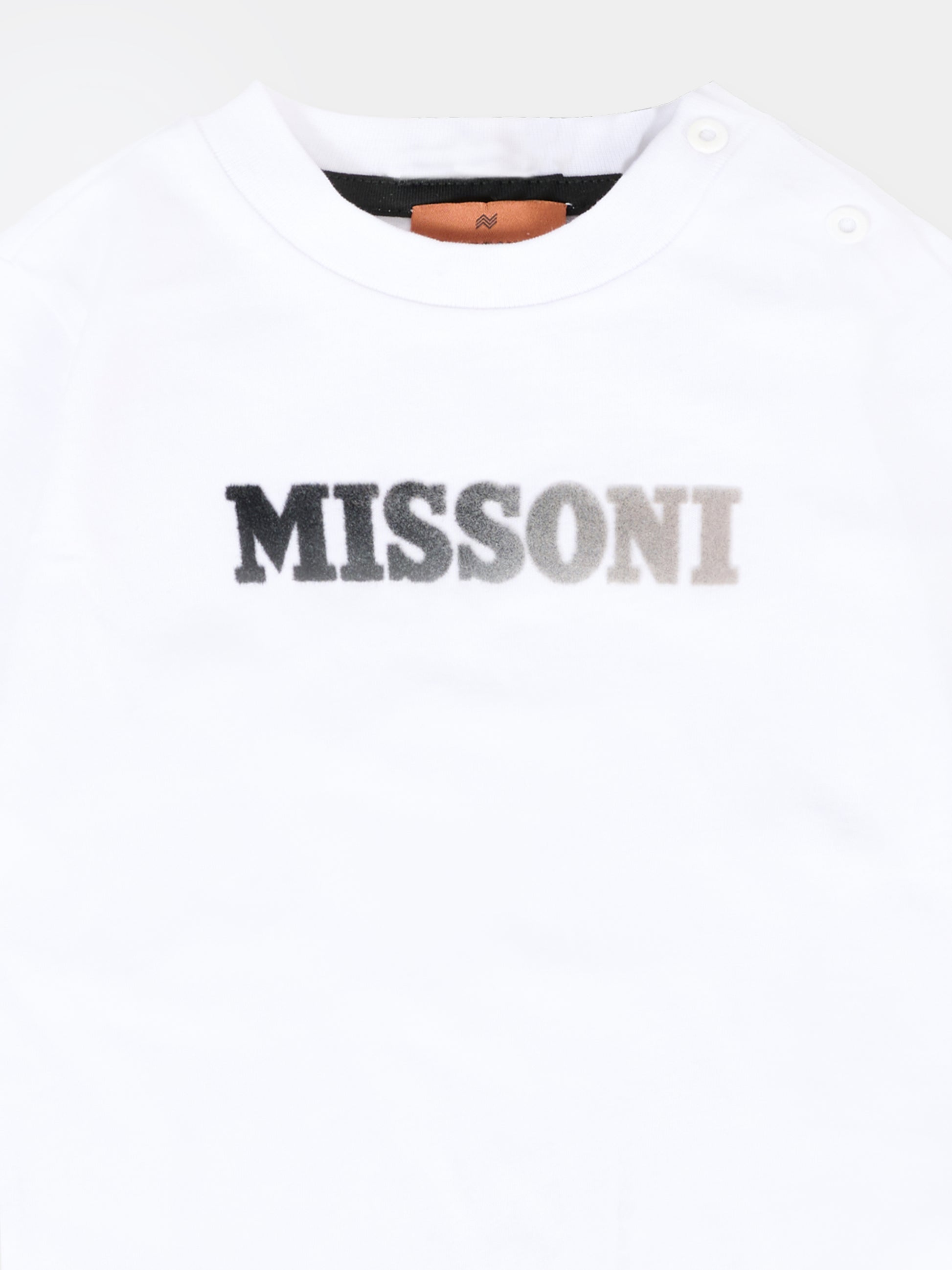 T-shirt bianca per neonato con logo,Missoni,MT8501 Z0082 100NE