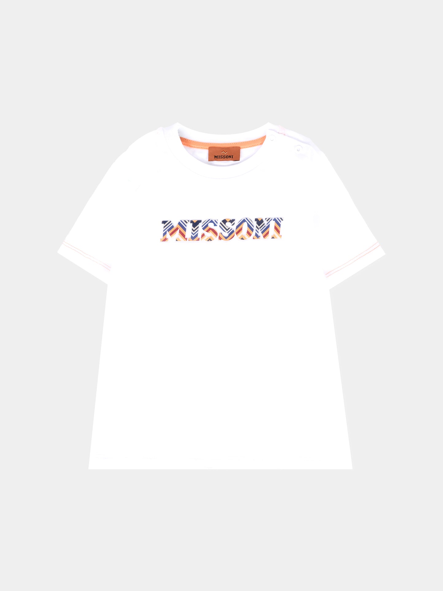 T-shirt bianca per neonato con logo,Missoni,MV8511 Z0082 100