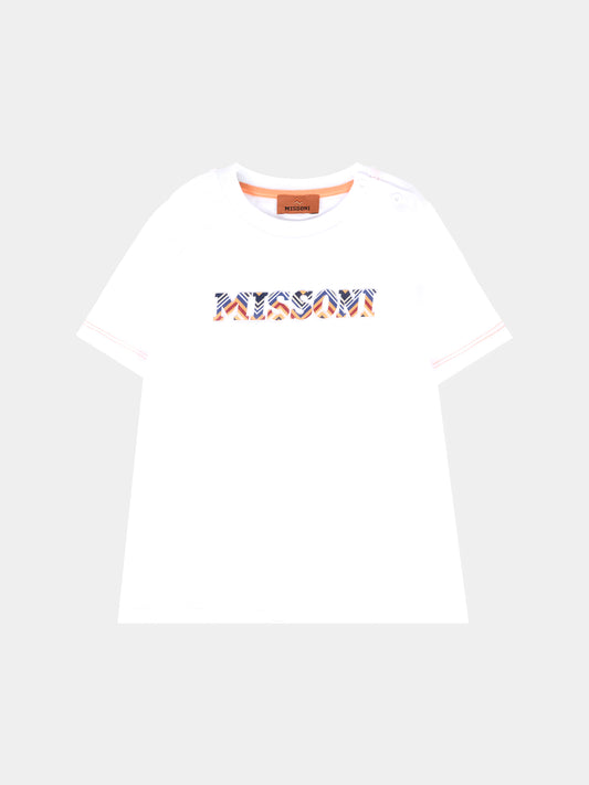 T-shirt bianca per neonato con logo,Missoni,MV8511 Z0082 100