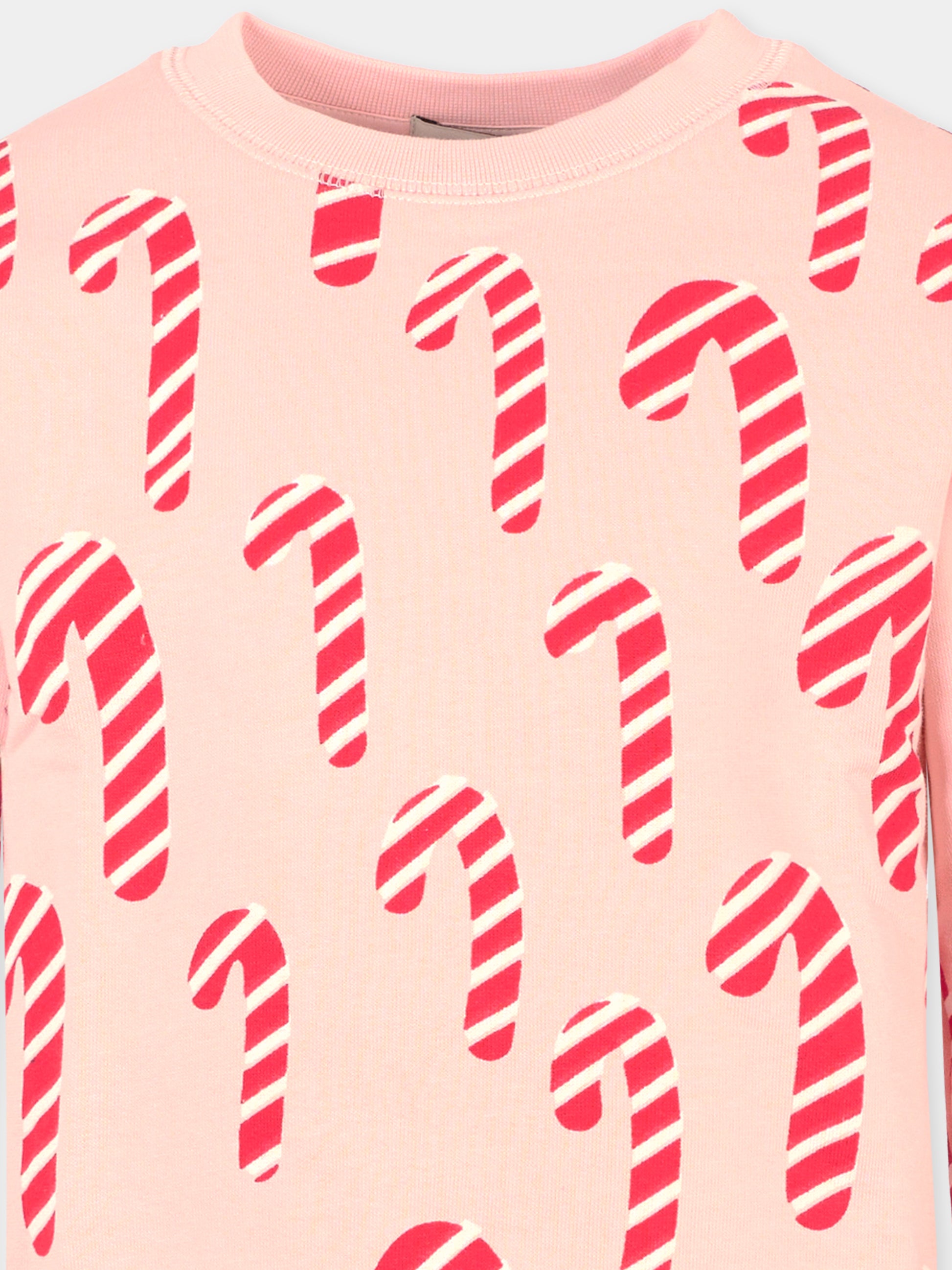 Felpa rosa per bambina con bastoncini di zucchero,Stella Mccartney Kids,TT4D80 Z1351 505MC