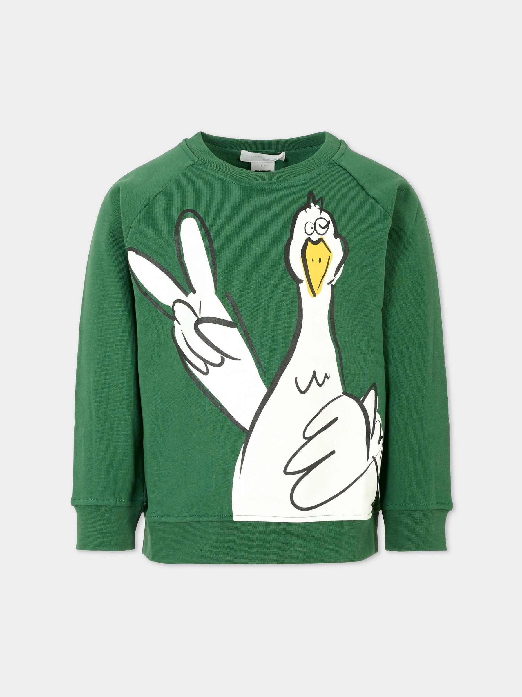 Felpa verde per bambino con oca,Stella Mccartney Kids,TV4R70 Z0453 730